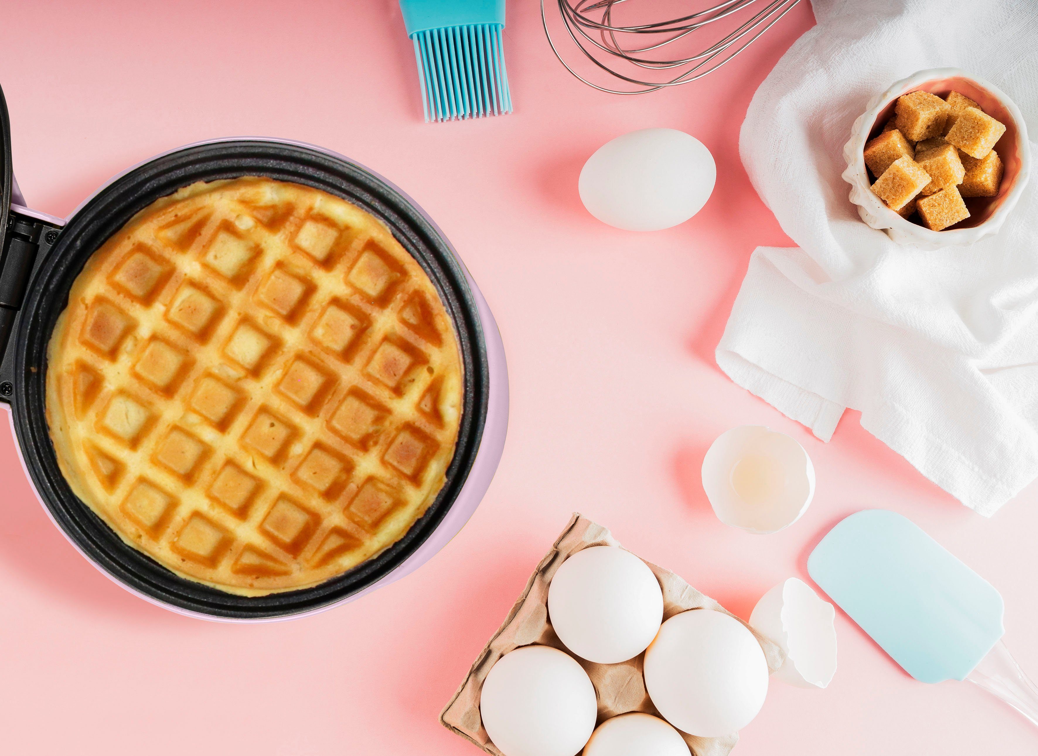 bestron Wafelijzer AMW500 Mini voor klassieke wafels, kleine wafelmaker met antiaanbaklaag