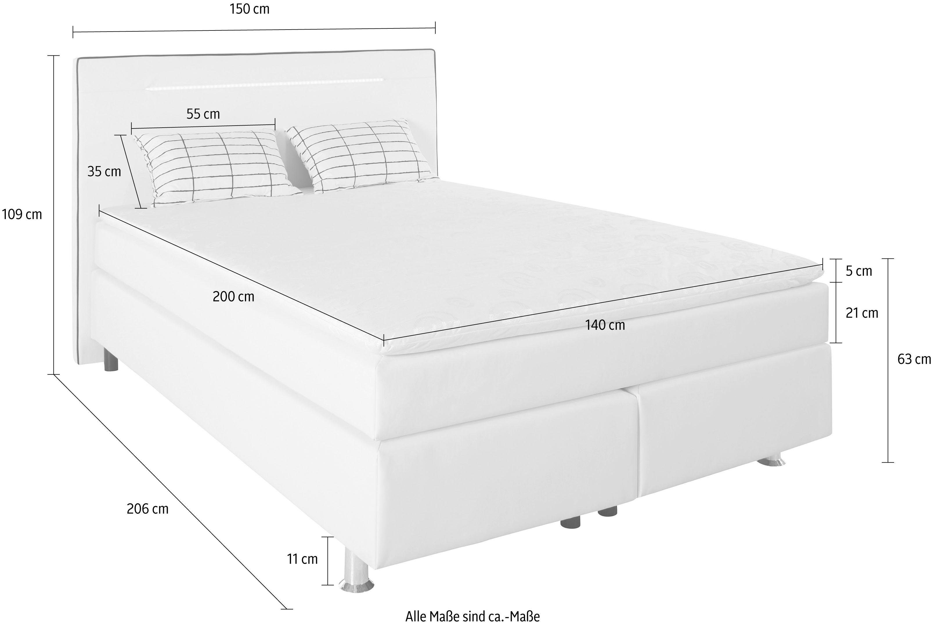 COLLECTION AB Boxspring inclusief ledverlichting, topmatras en kussen