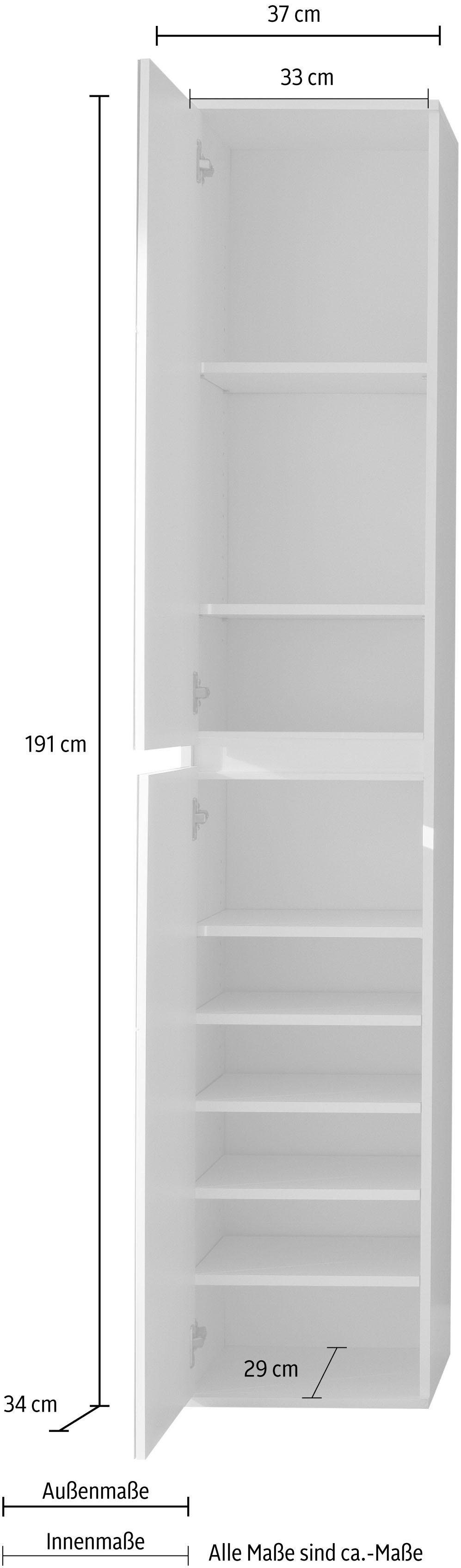 INOSIGN Kledingkast Malcesine met spiegelfront en 7 planken, breedte 37 cm
