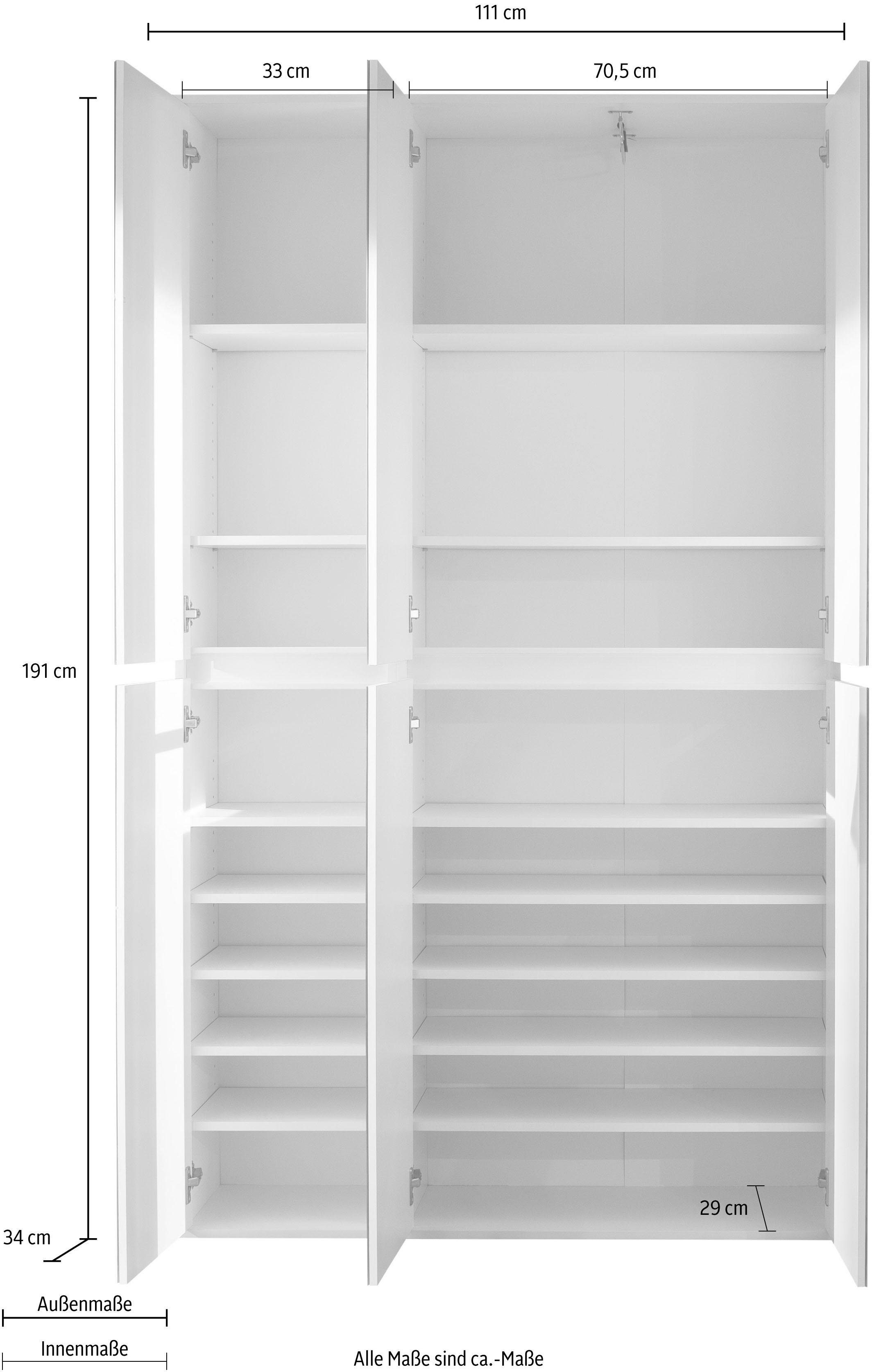 INOSIGN Halmeubelset Malcesine 2 multifunctionele kasten met spiegelglasfronten - (b/d/h) 111/34/191 cm (set, 2-delig)