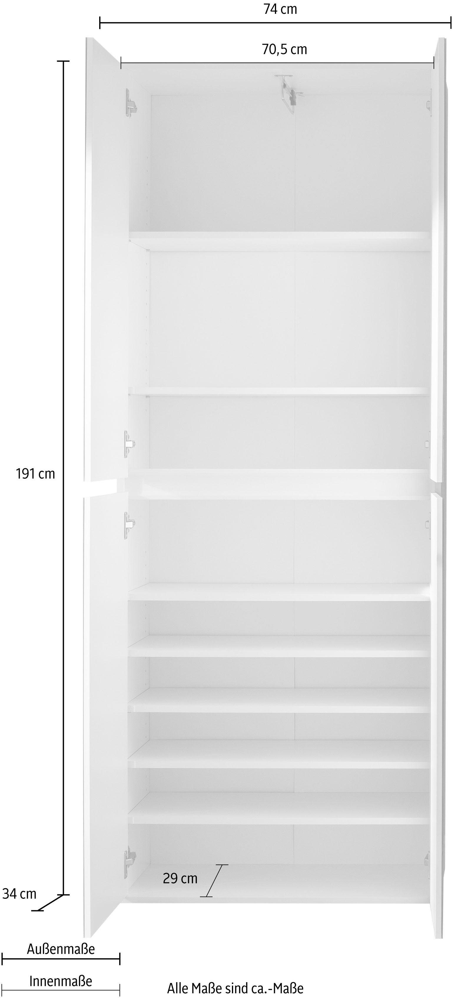 INOSIGN Kledingkast Malcesine met spiegelfront, 1 garderobestang en 7 planken, breedte 74 cm