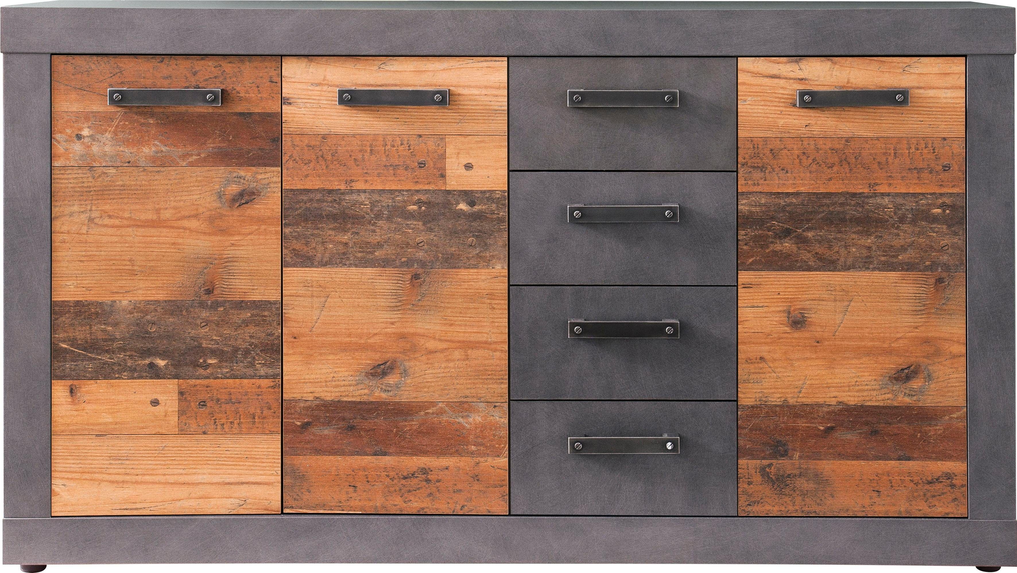 INOSIGN Kast Ilana Sideboard in moderne industriële stijl - Met 4 lades en 4 vakken