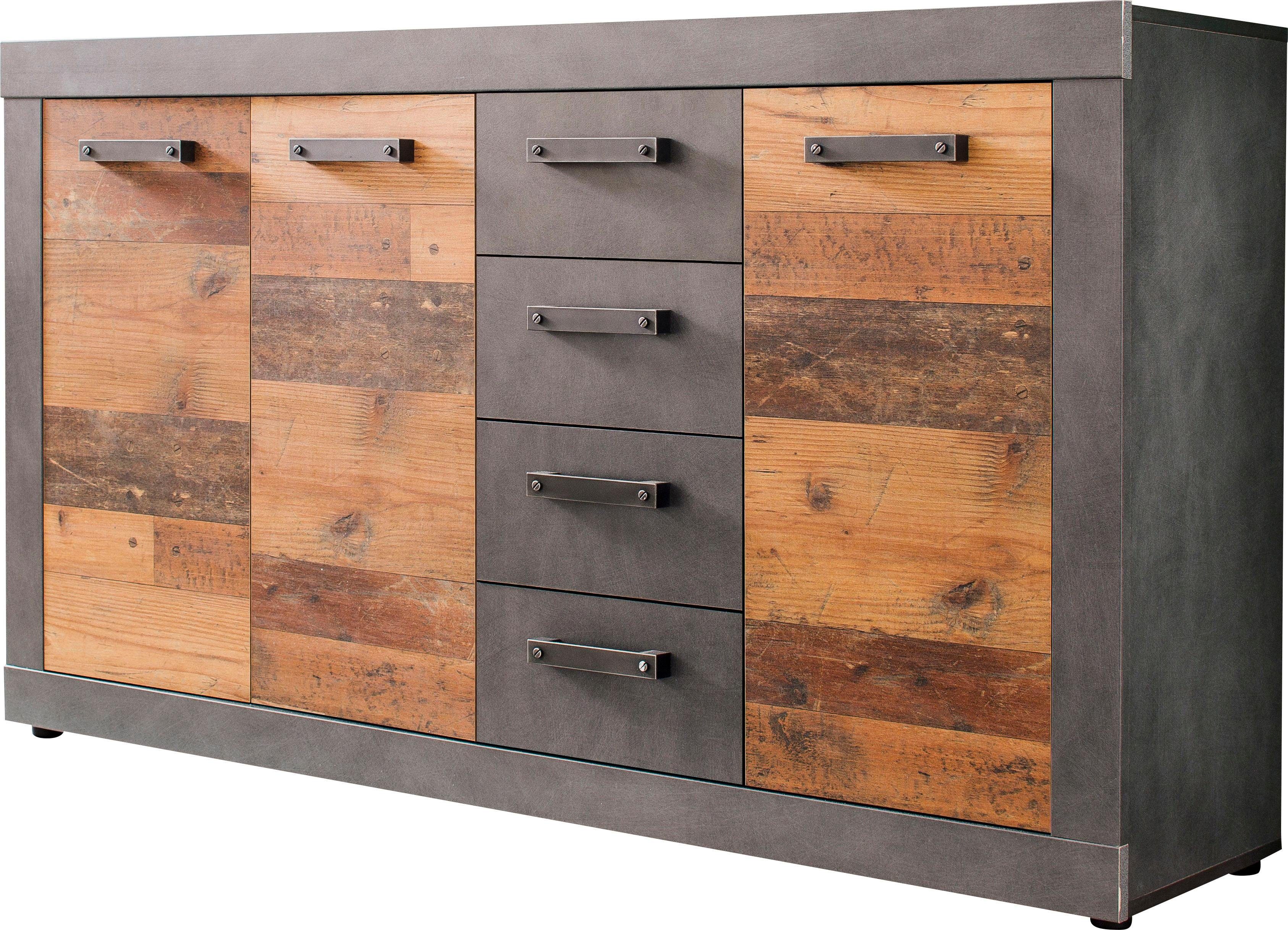 INOSIGN Kast Ilana Sideboard in moderne industriële stijl - Met 4 lades en 4 vakken