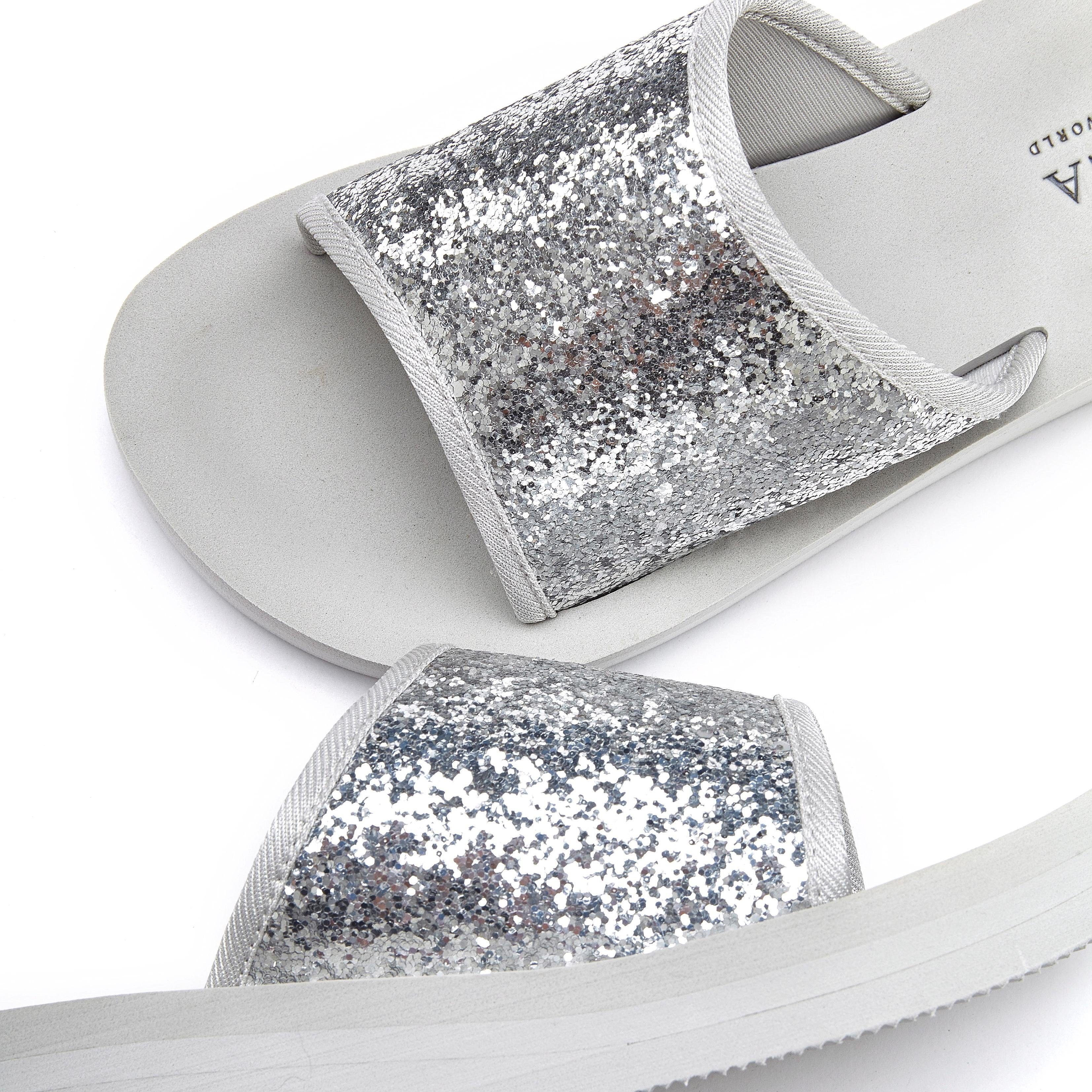 Lascana Slippers met sleehak en glitter makkelijk besteld | OTTO