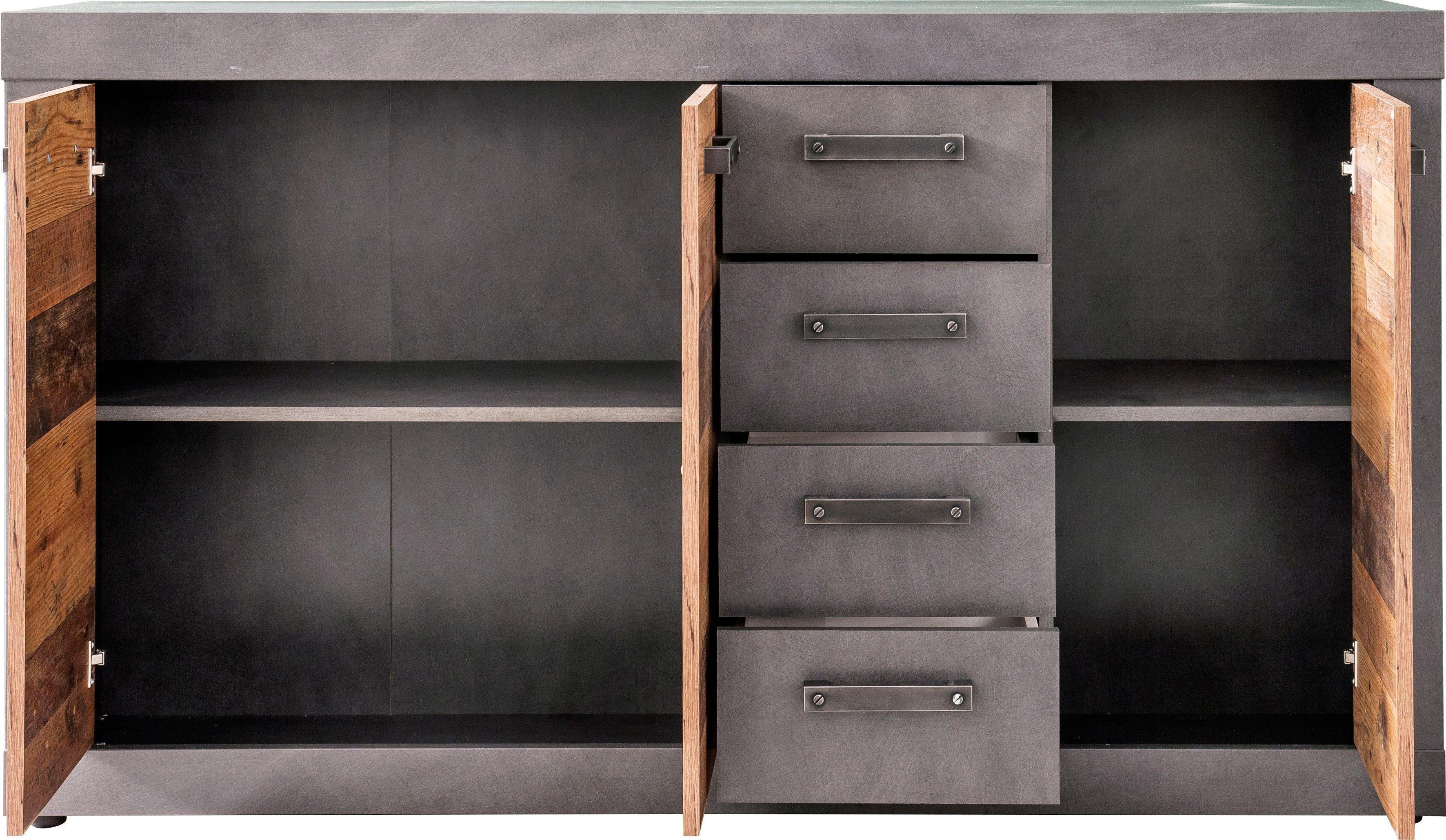 INOSIGN Kast Ilana Sideboard in moderne industriële stijl - Met 4 lades en 4 vakken