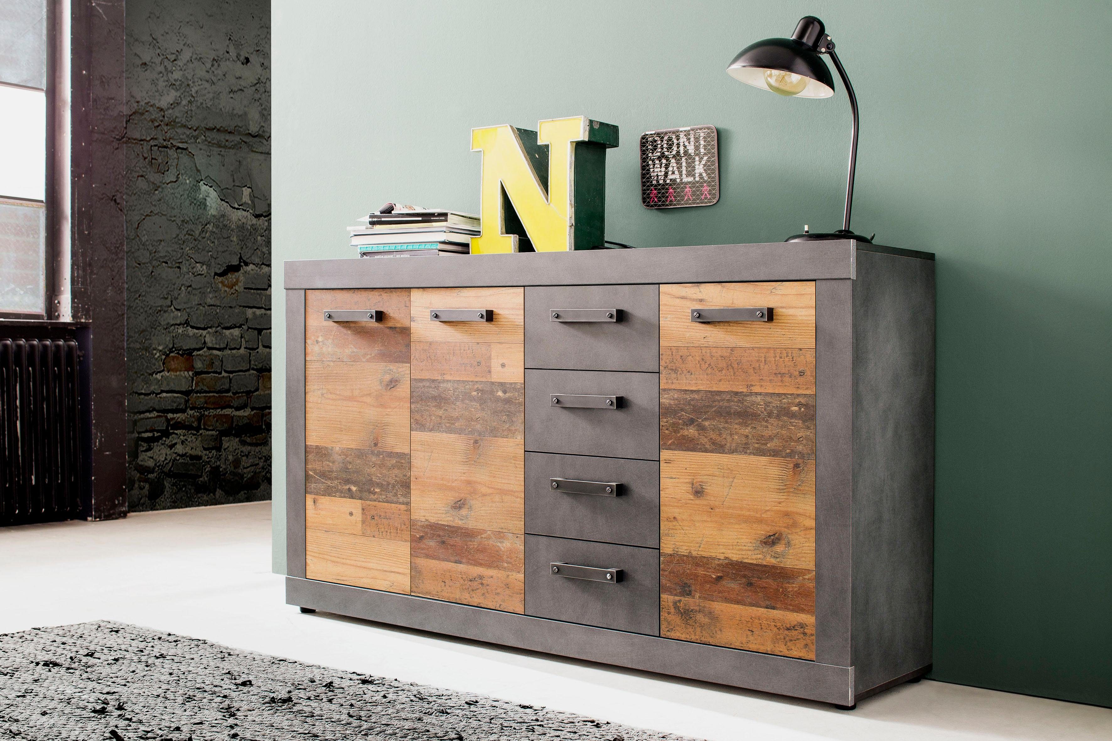 INOSIGN Kast Ilana Sideboard in moderne industriële stijl - Met 4 lades en 4 vakken