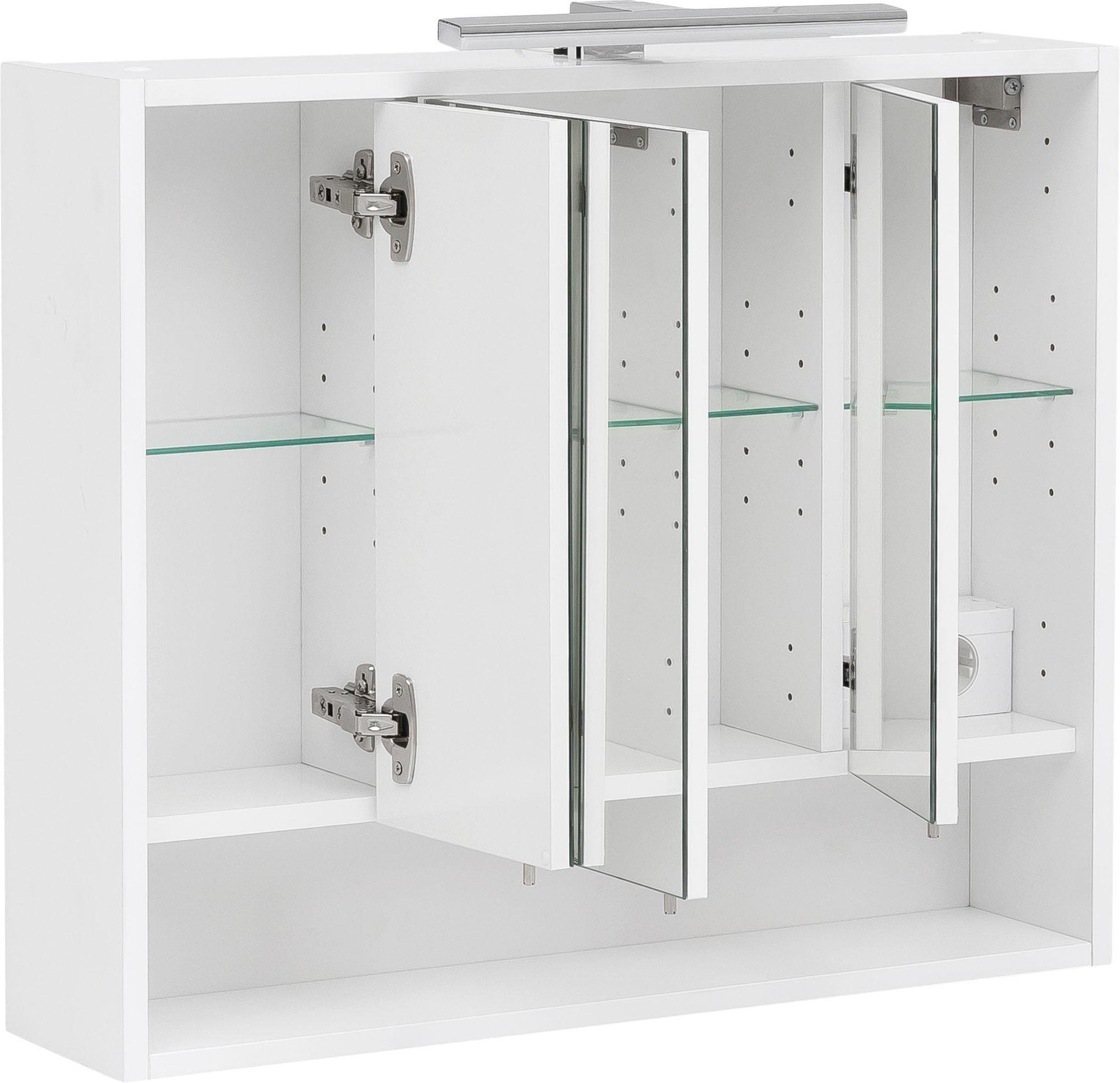 welltime Spiegelkast Kent, Made in Germany Badkamermeubel. Breedte 70 cm, ledverlichting en schakelaar-/stekkerdoos