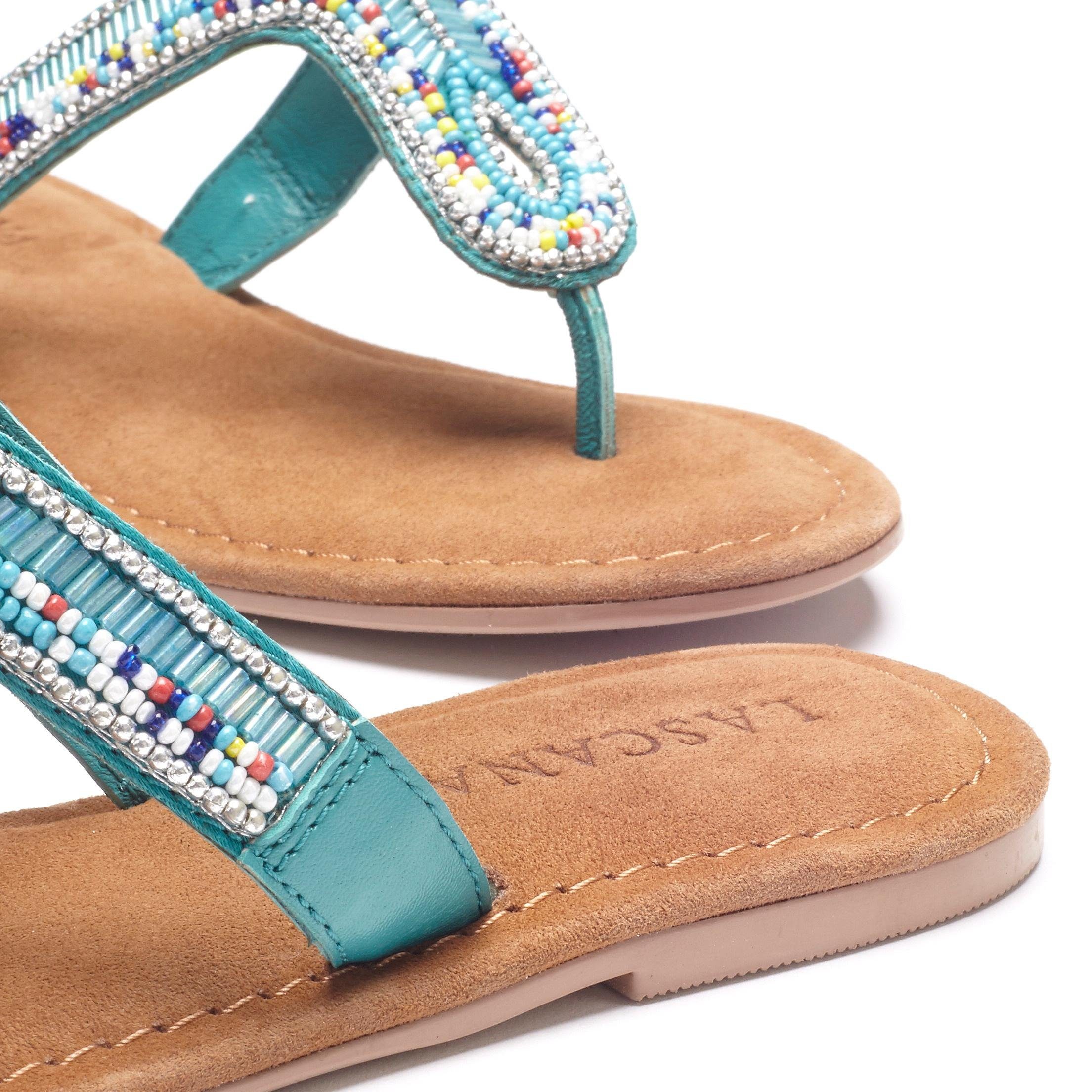 Lascana Teenslippers Sandaal, pantoletten van leer met sierparels