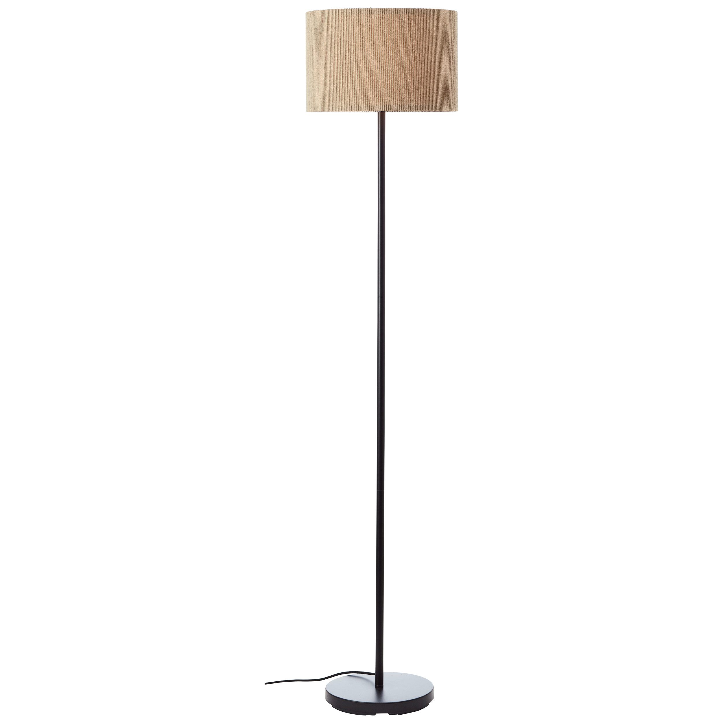 Brilliant Leuchten Staande lamp TONY met cord-lampenscherm, 150 x 35 cm, e27, metaal/textiel, grijs/zwart