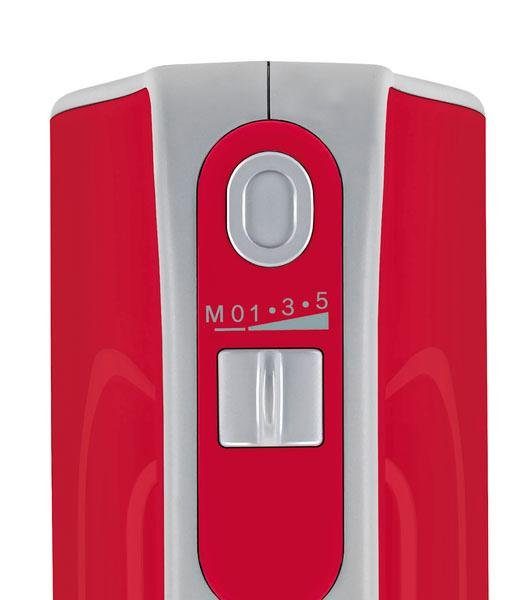 BOSCH Handmixer Styline MFQ40303, Edelst. Mixstaaf/knethaken, 5 standen, rood