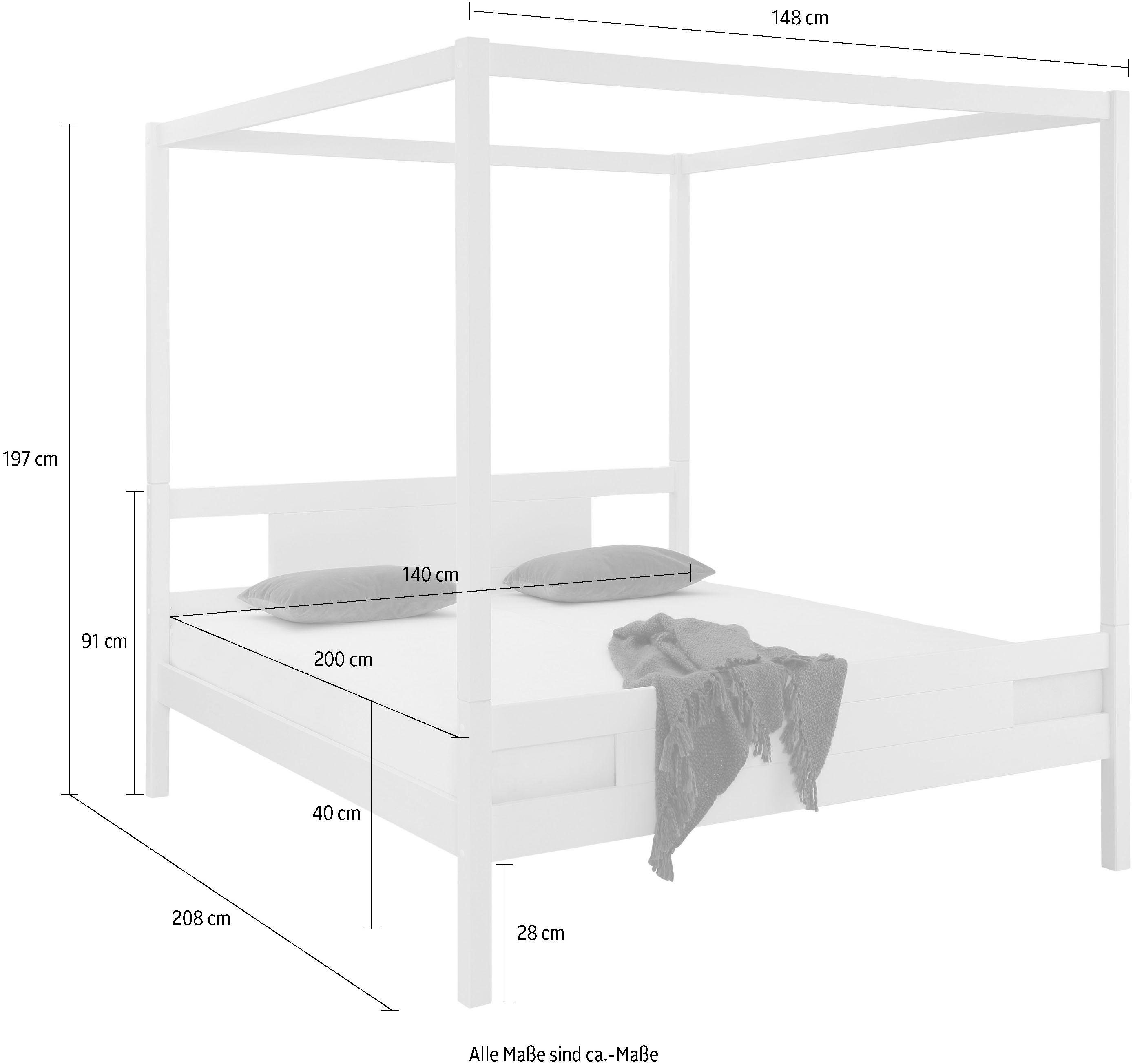 Home affaire Massief houten ledikant "KYOTO" hemelbed gecertificeerd massief hout (grenen)