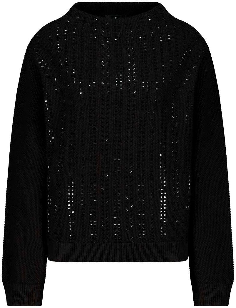 Monari Trui met staande kraag Pullover sieraad met glinstersteentjes