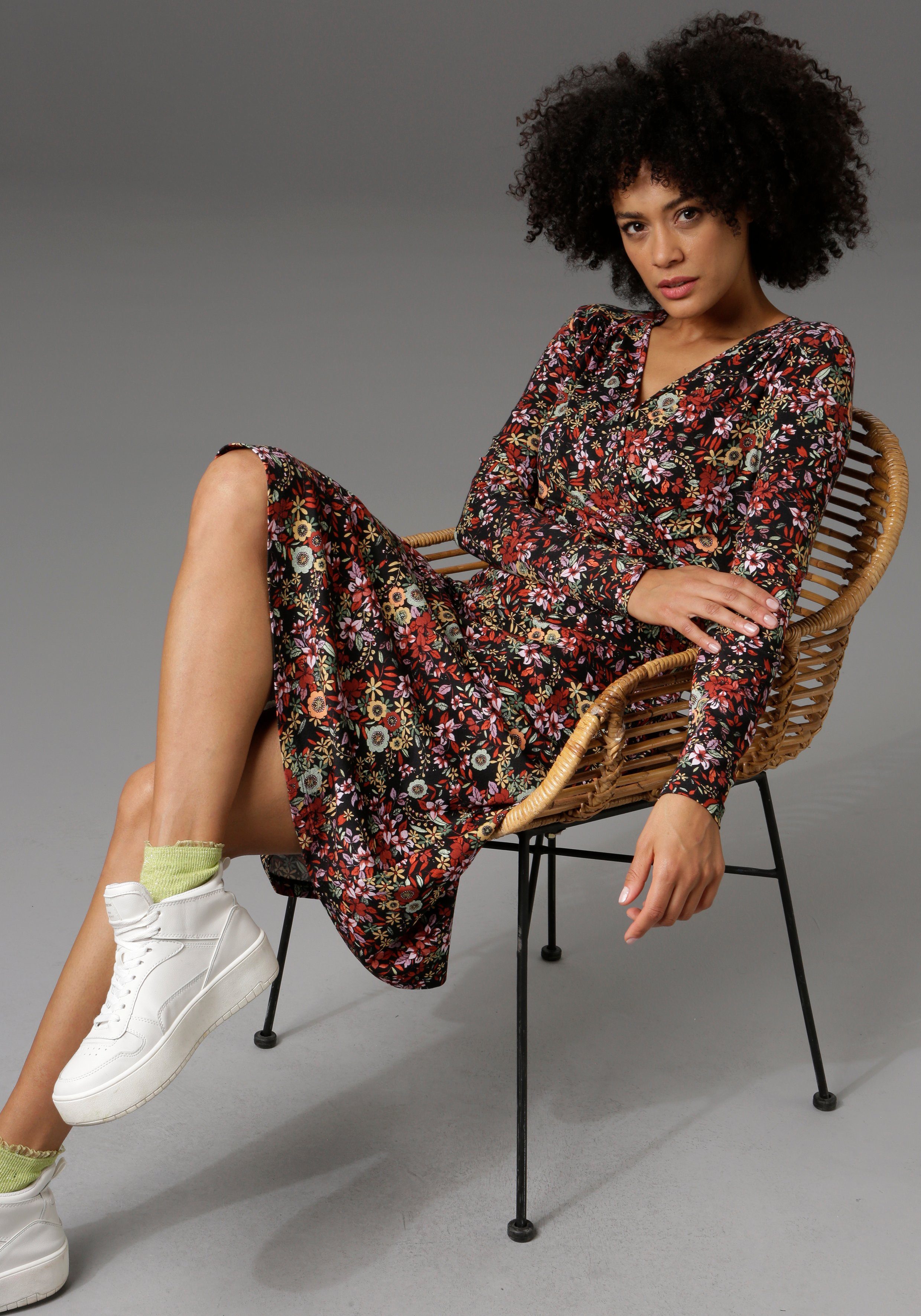 Aniston CASUAL Jerseyjurk in wikkel-look