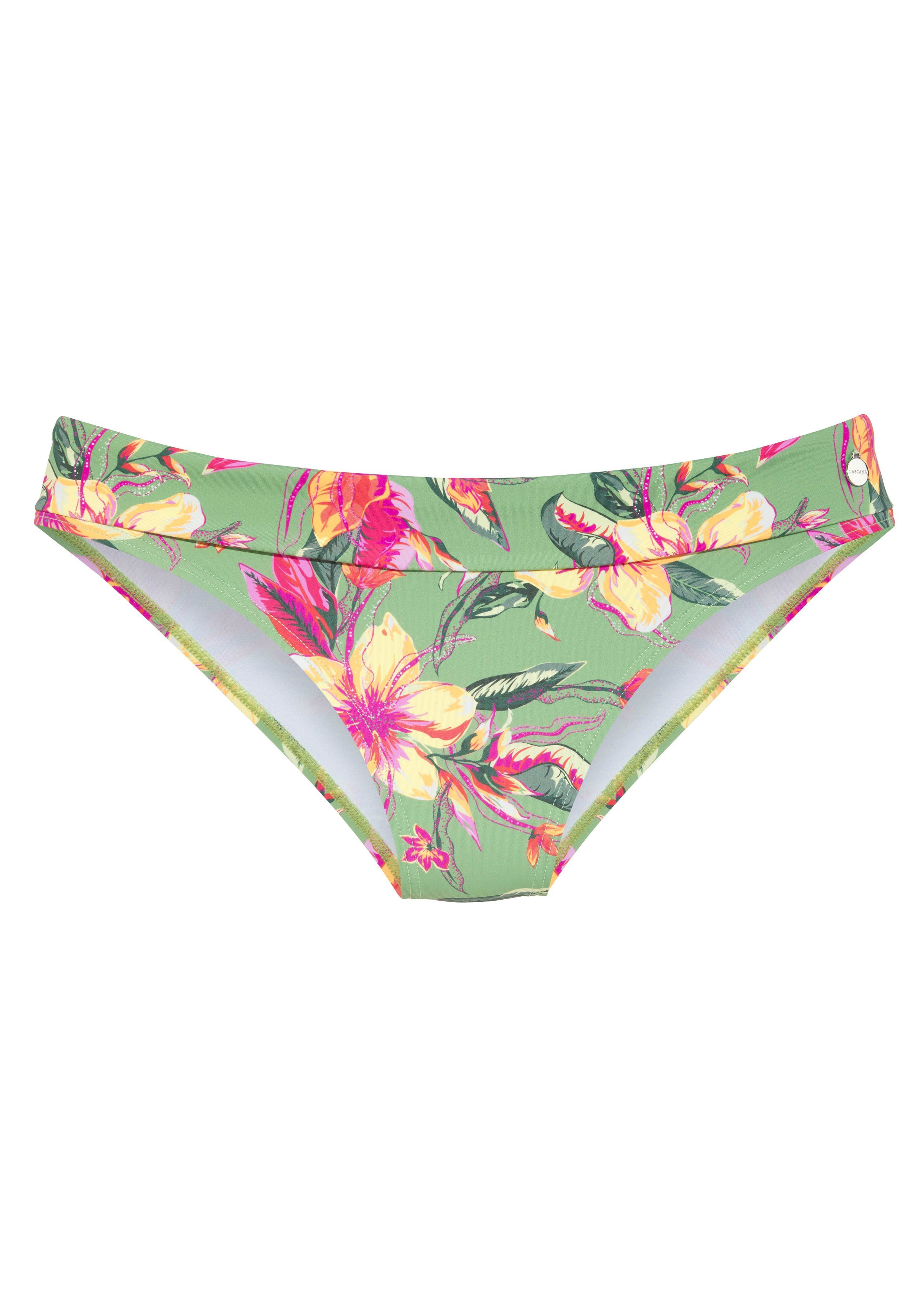 Lascana Bikinibroekje MALIA met omslagband met tropische print