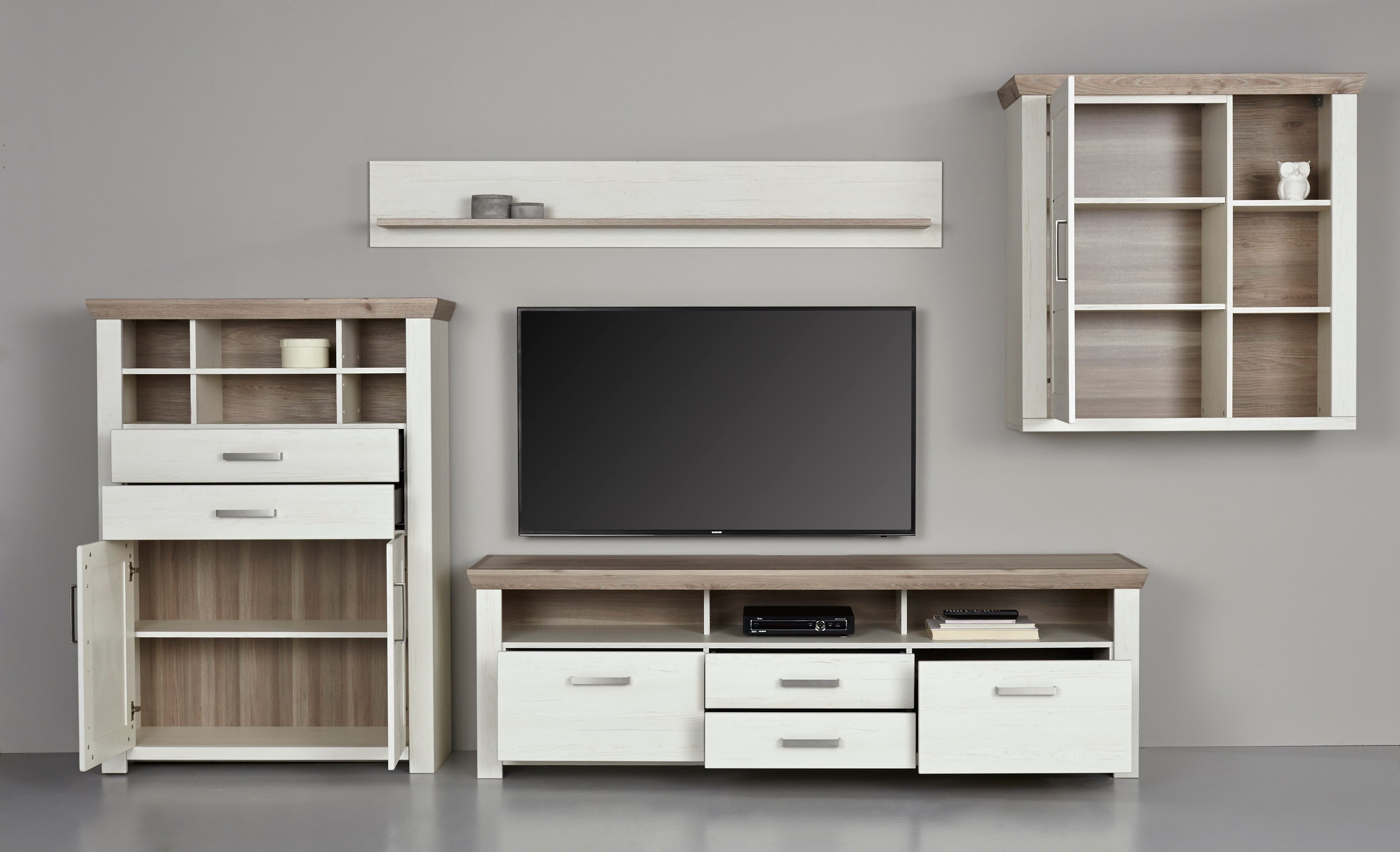 set one by Musterring Wandmeubel York Combinatie 01, in 3 kleurvarianten, totale breedte 374 cm (set, 4-delig)