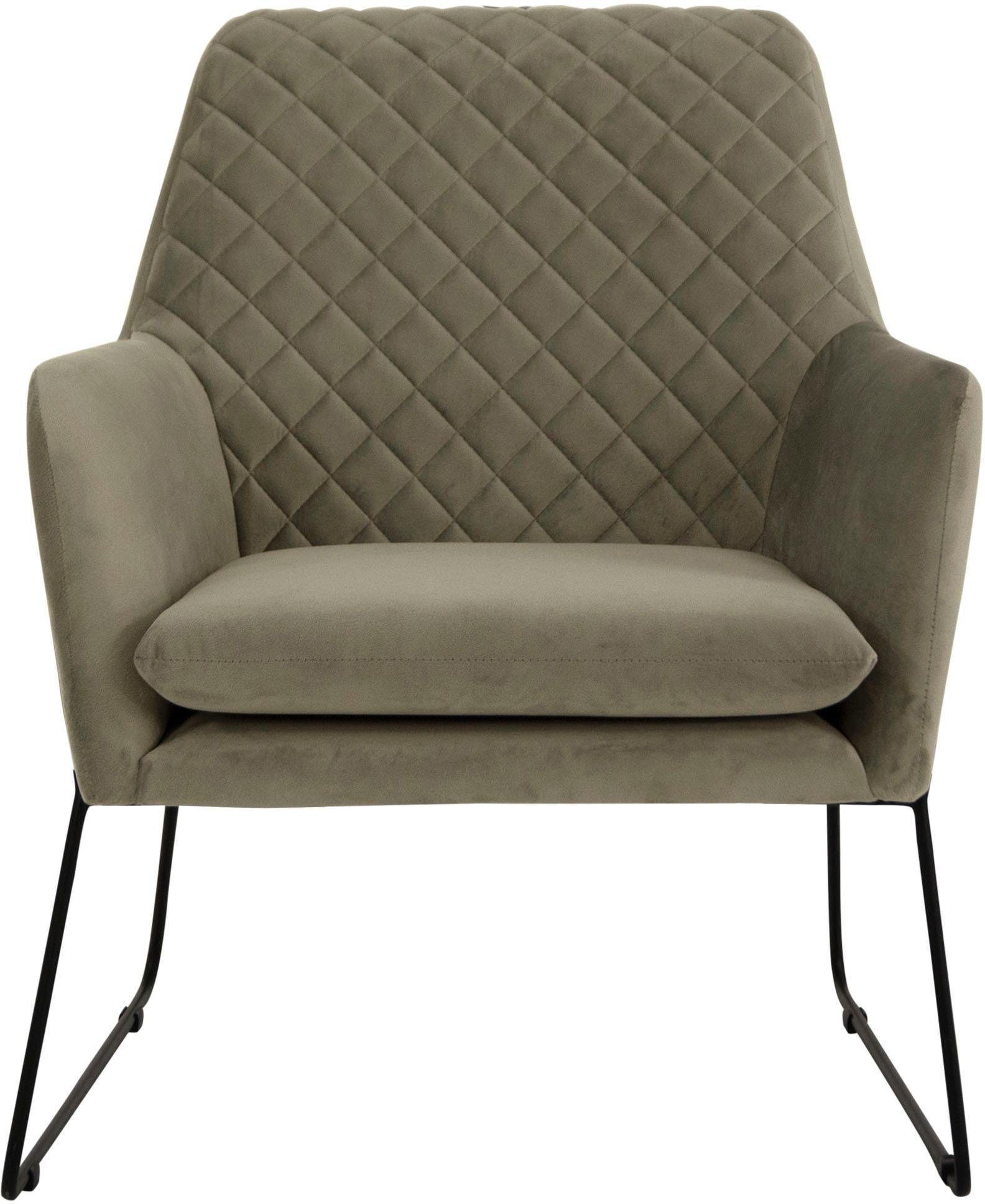 Leonique Fauteuil Olo cocktailsessel met ruit-stempeldruk in de rugleuning en beugelonderstel van metaal