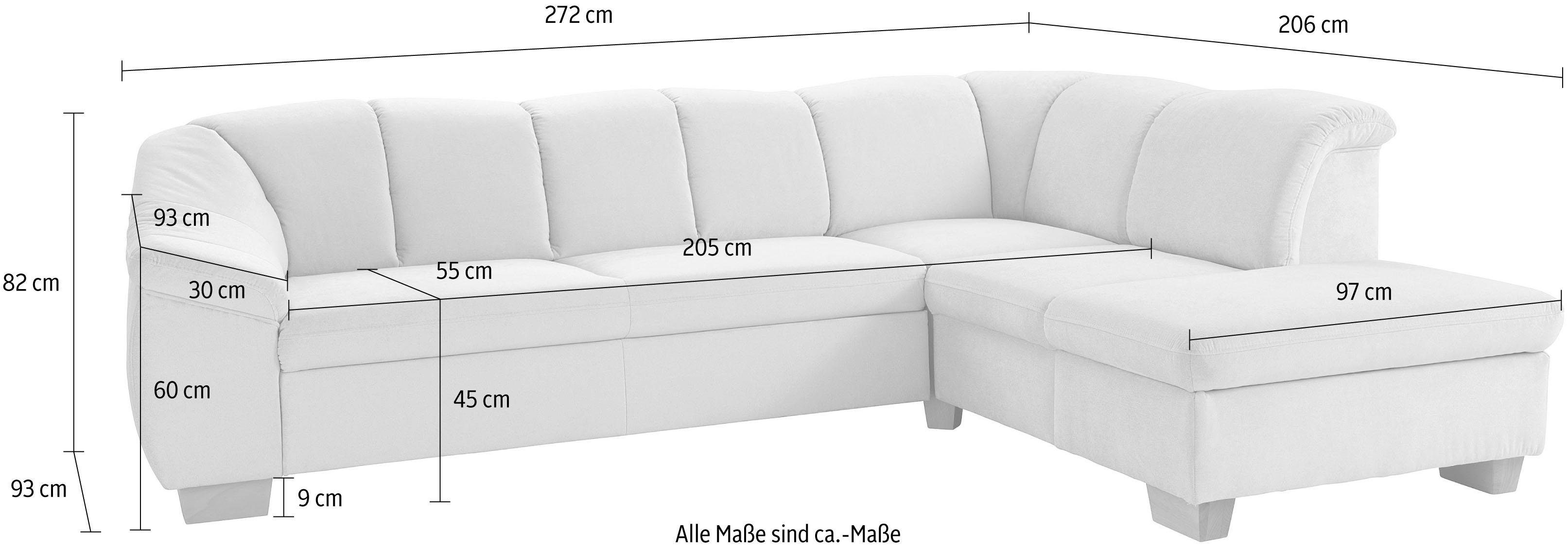 sit&more Hoekbank Santo L-vorm met binnenvering, naar keuze met slaapfunctie en bergruimte
