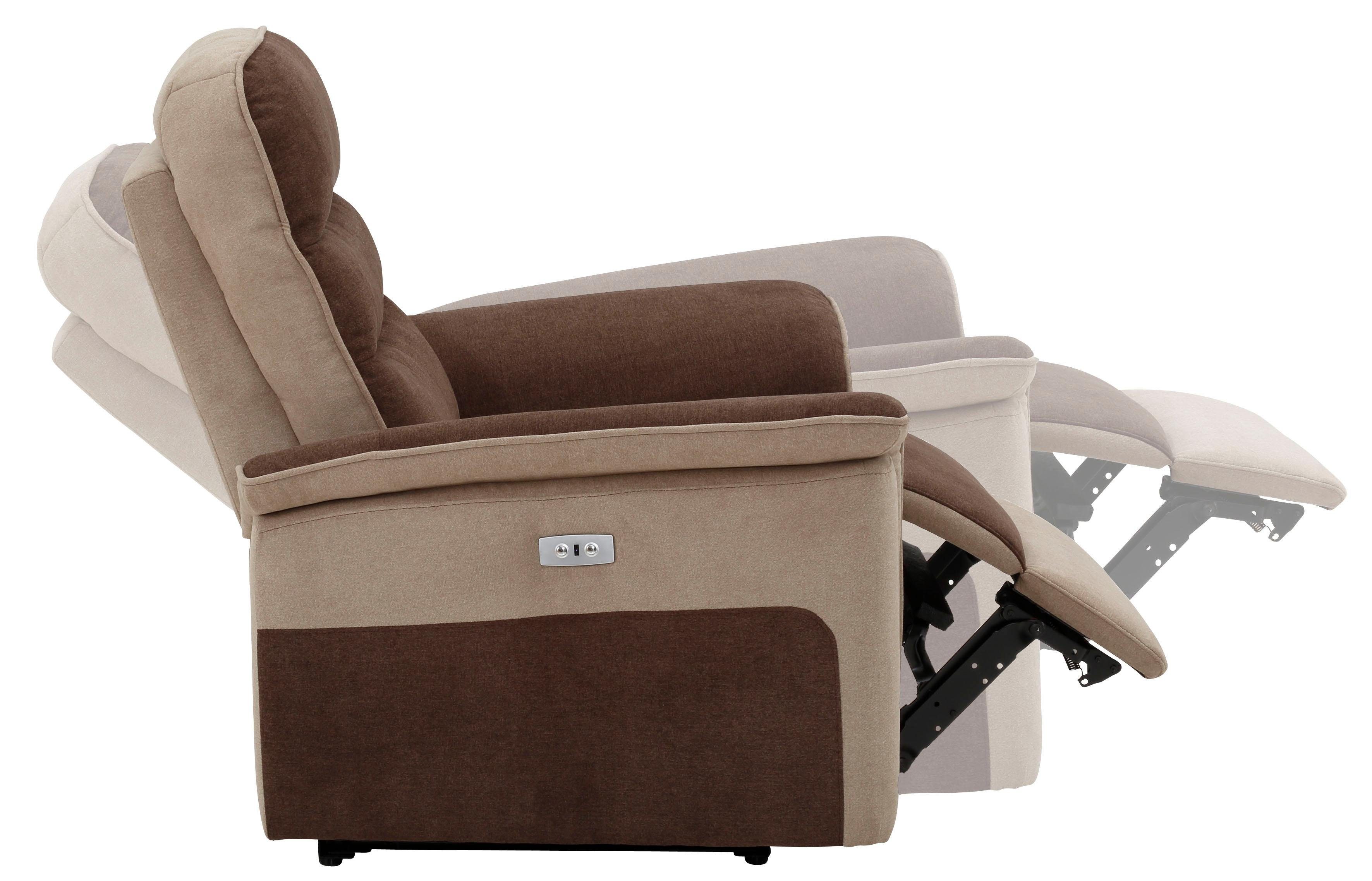 Home affaire Relaxfauteuil Maldini, TV-stoel met elektrische relaxfunctie en usb-stekkeraansluiting, breedte 109 cm