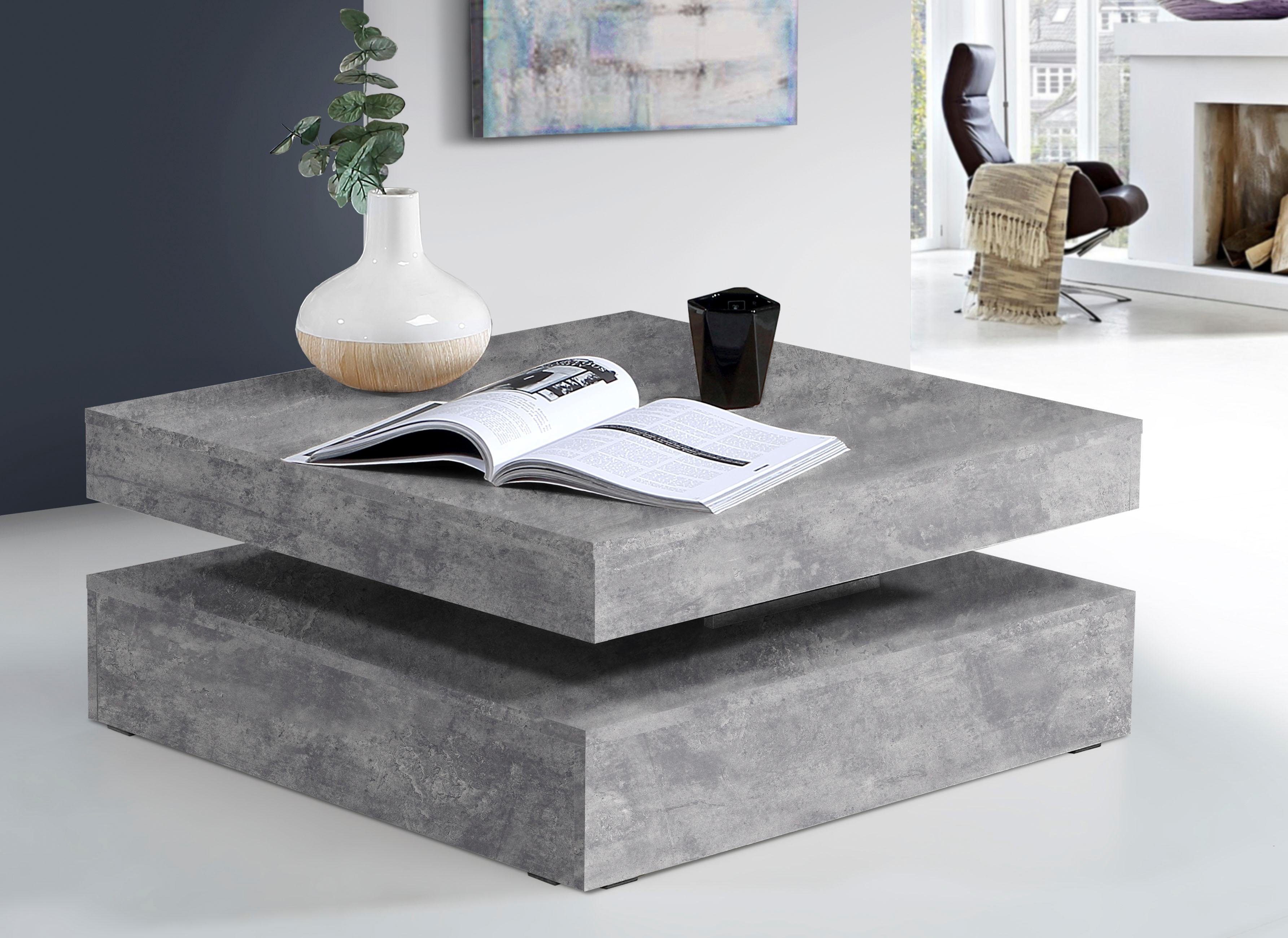 forte salontafel met functie, draaibaar tafelblad, breedte ca. 78x78 cm grijs