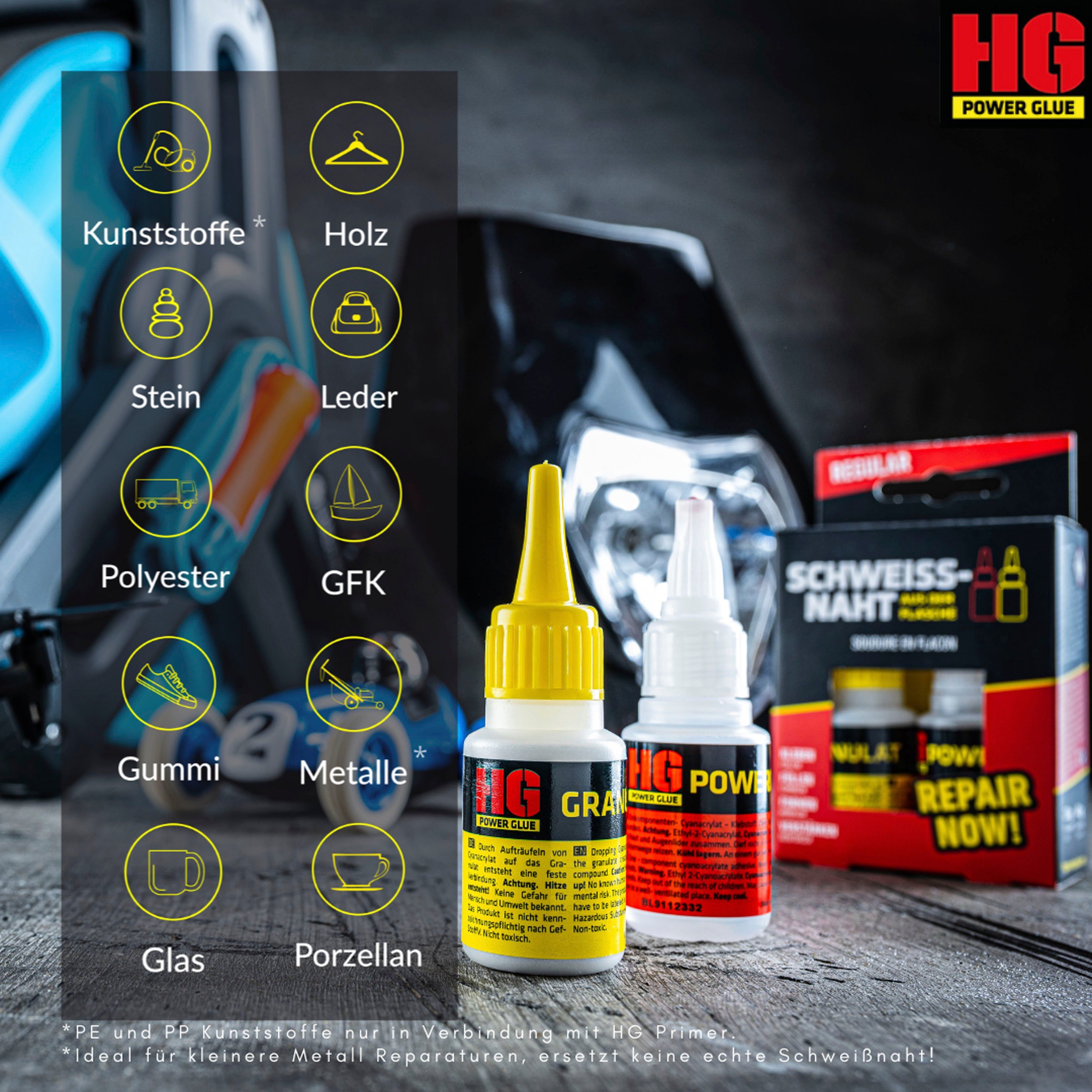 HG Lijm PowerGlue Professionele XXL-koffer, de lasnaad uit de fles