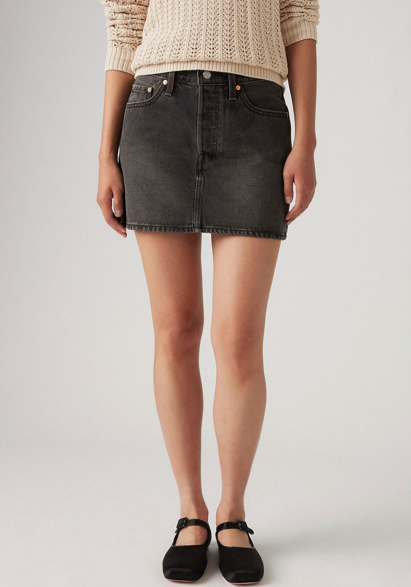 Levi's® Jeans rok ICON SKIRT met used-effecten en rafelige randen