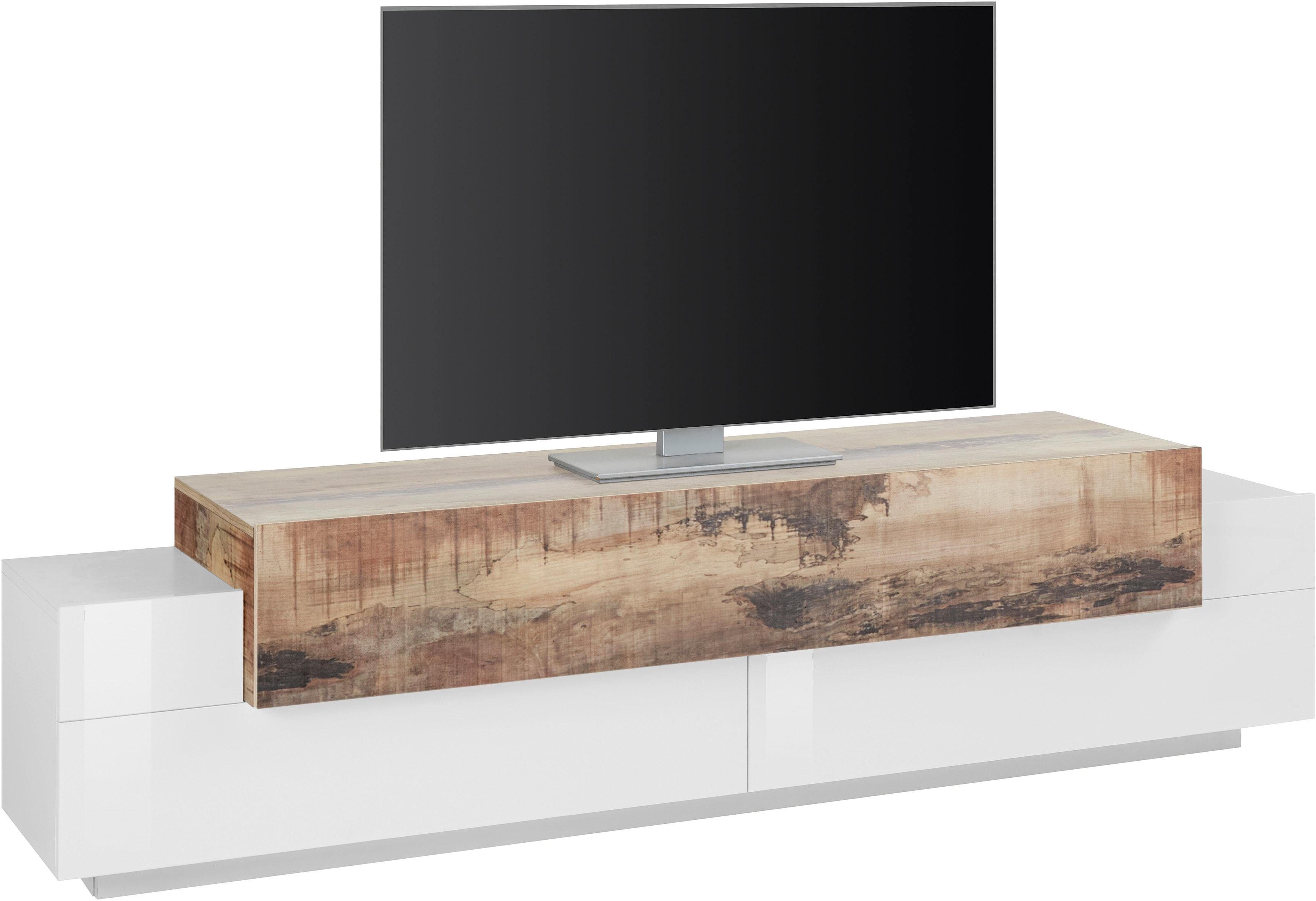 INOSIGN Tv-meubel Coro, lowboard, TV-commode, TV-meubelen, TV-bank met 3 kleppen waarvan 2 met push-to-open functie, breedte 200 cm