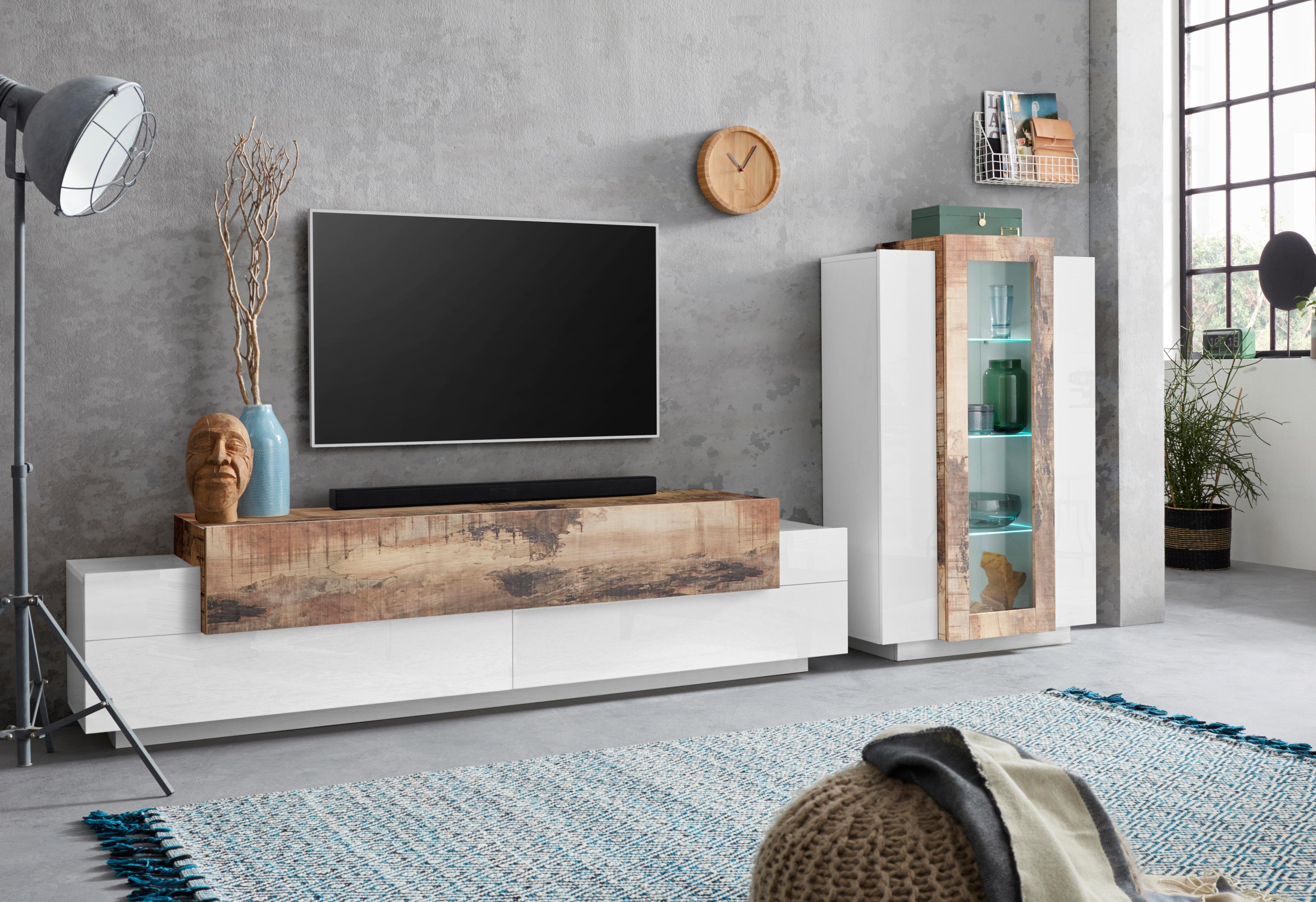 INOSIGN Tv-meubel Coro, lowboard, TV-commode, TV-meubelen, TV-bank met 3 kleppen waarvan 2 met push-to-open functie, breedte 200 cm