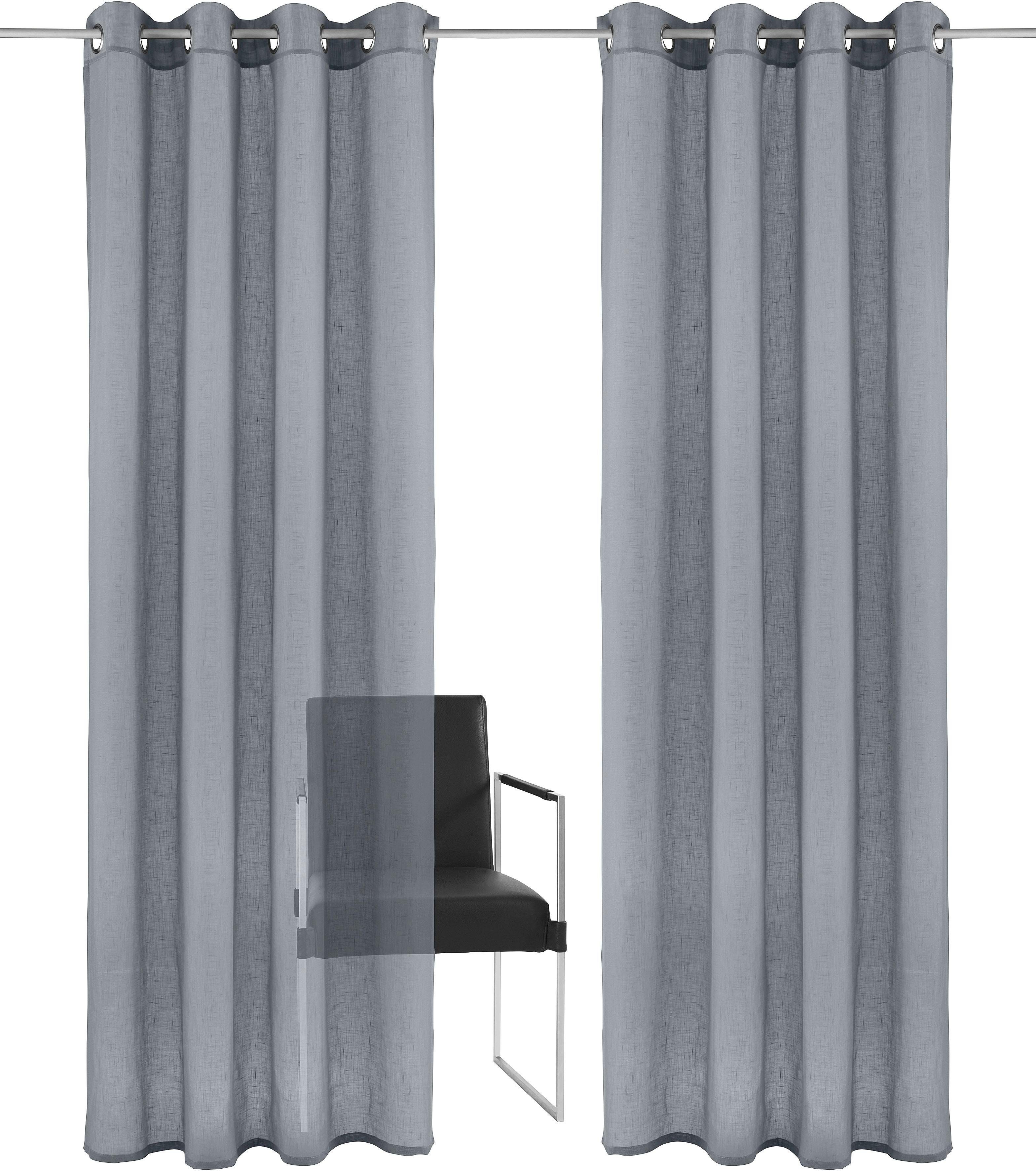 Home affaire Gordijn Mara transparant, linnen look, monochroom, basic (1 stuk)