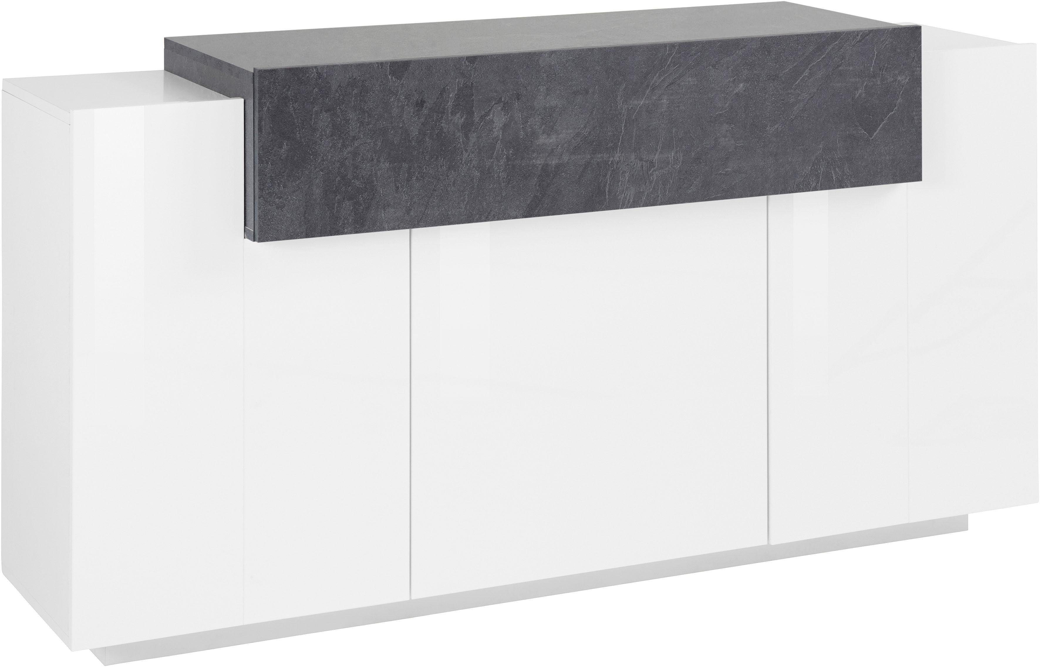 INOSIGN Dressoir Coro, commode, kast, buffet, greeploos met legplanken met 1 klep, 3 deuren, dubbele diepte bxdxh 160x45x85,6 cm