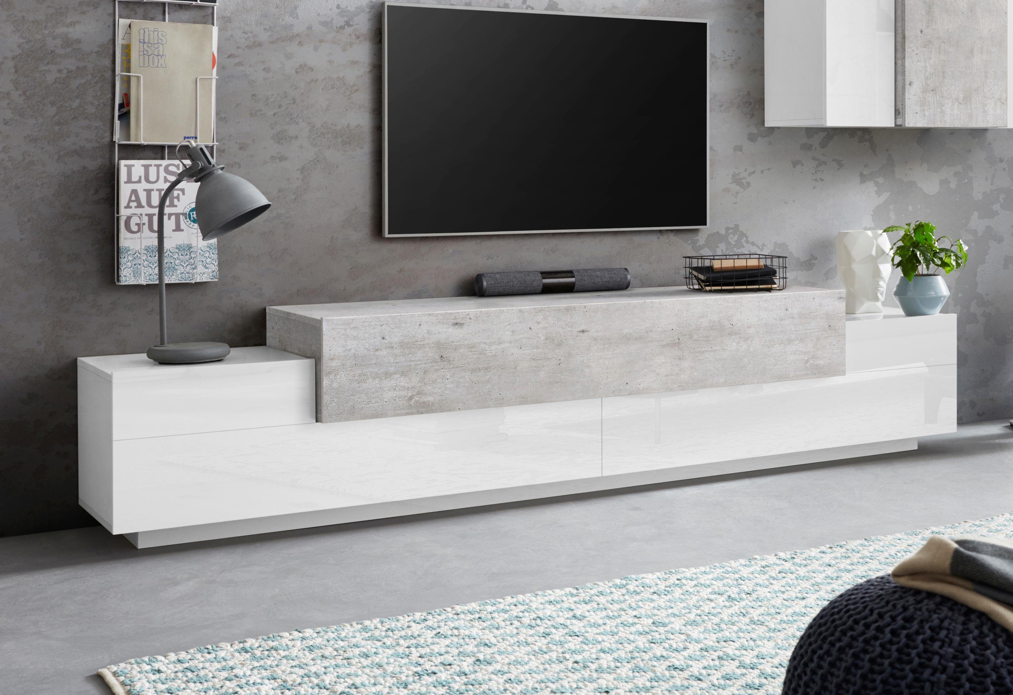 INOSIGN Tv-meubel Coro, lowboard, TV-commode, TV-meubelen, TV-bank lowboards maat 240x45x51,6 cm grijs