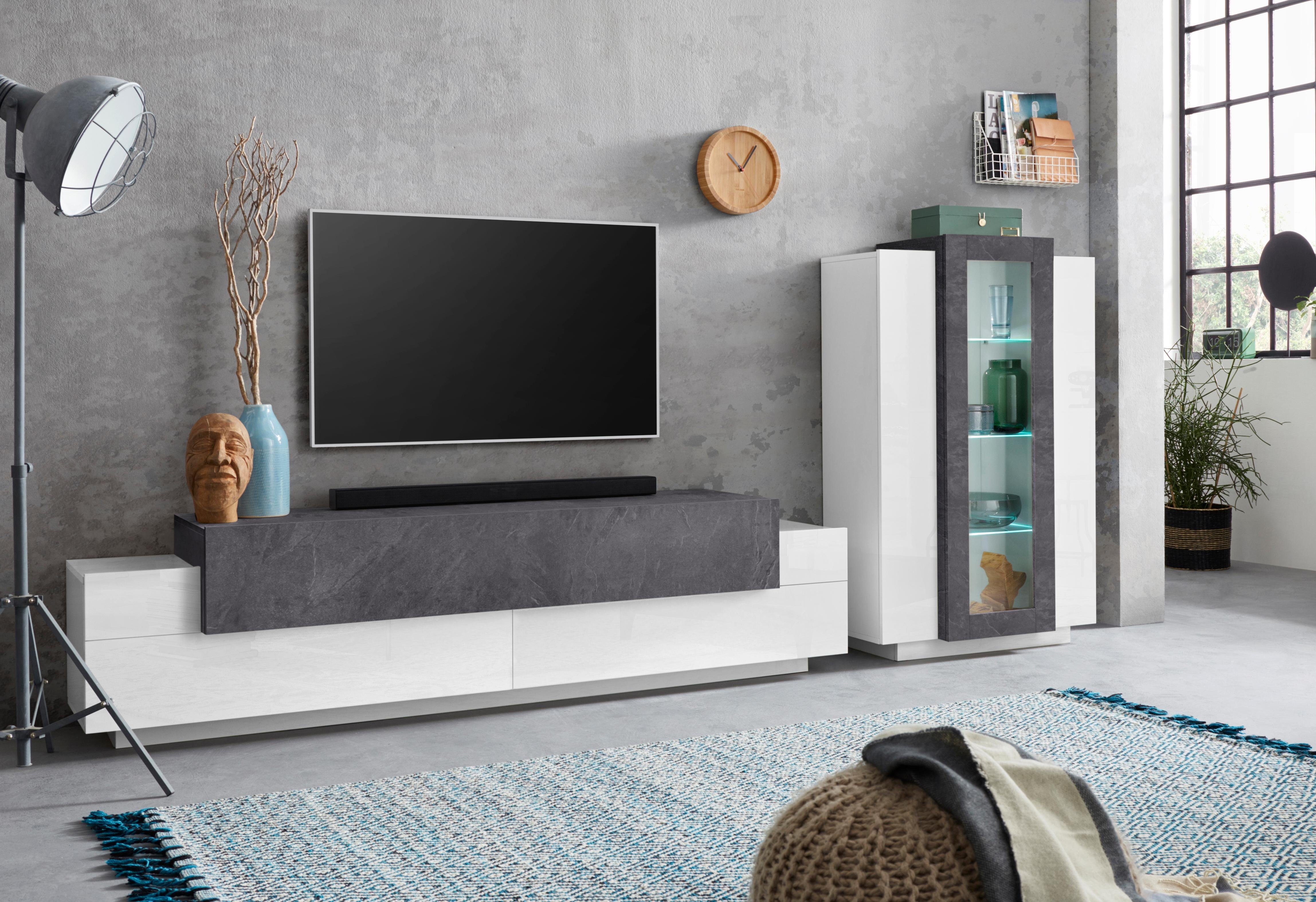 INOSIGN Tv-meubel Coro, lowboard, TV-commode, TV-meubelen, TV-bank met 3 kleppen waarvan 2 met push-to-open functie, breedte 200 cm