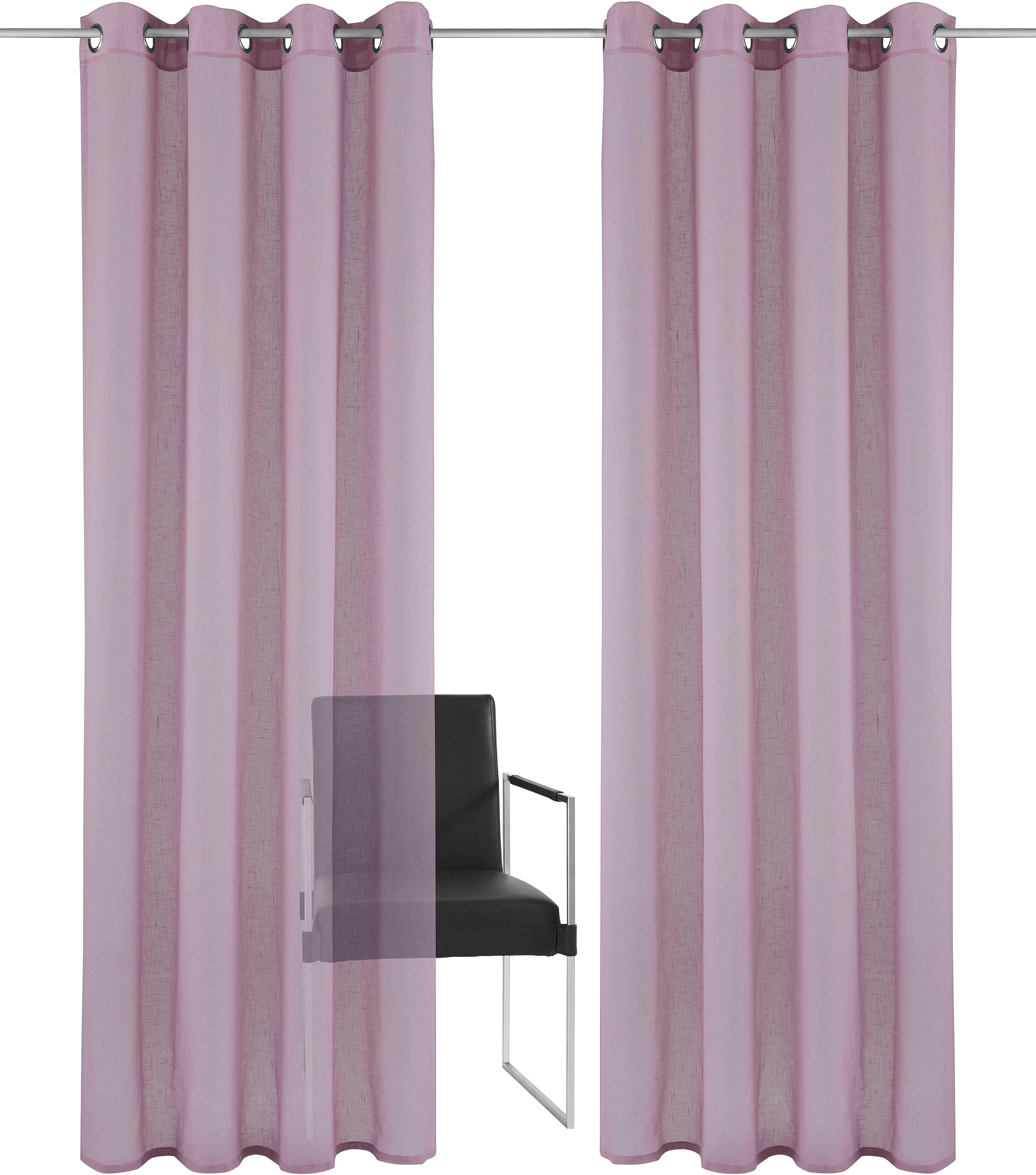 Home affaire Gordijn Mara transparant, linnen look, monochroom, basic (1 stuk)