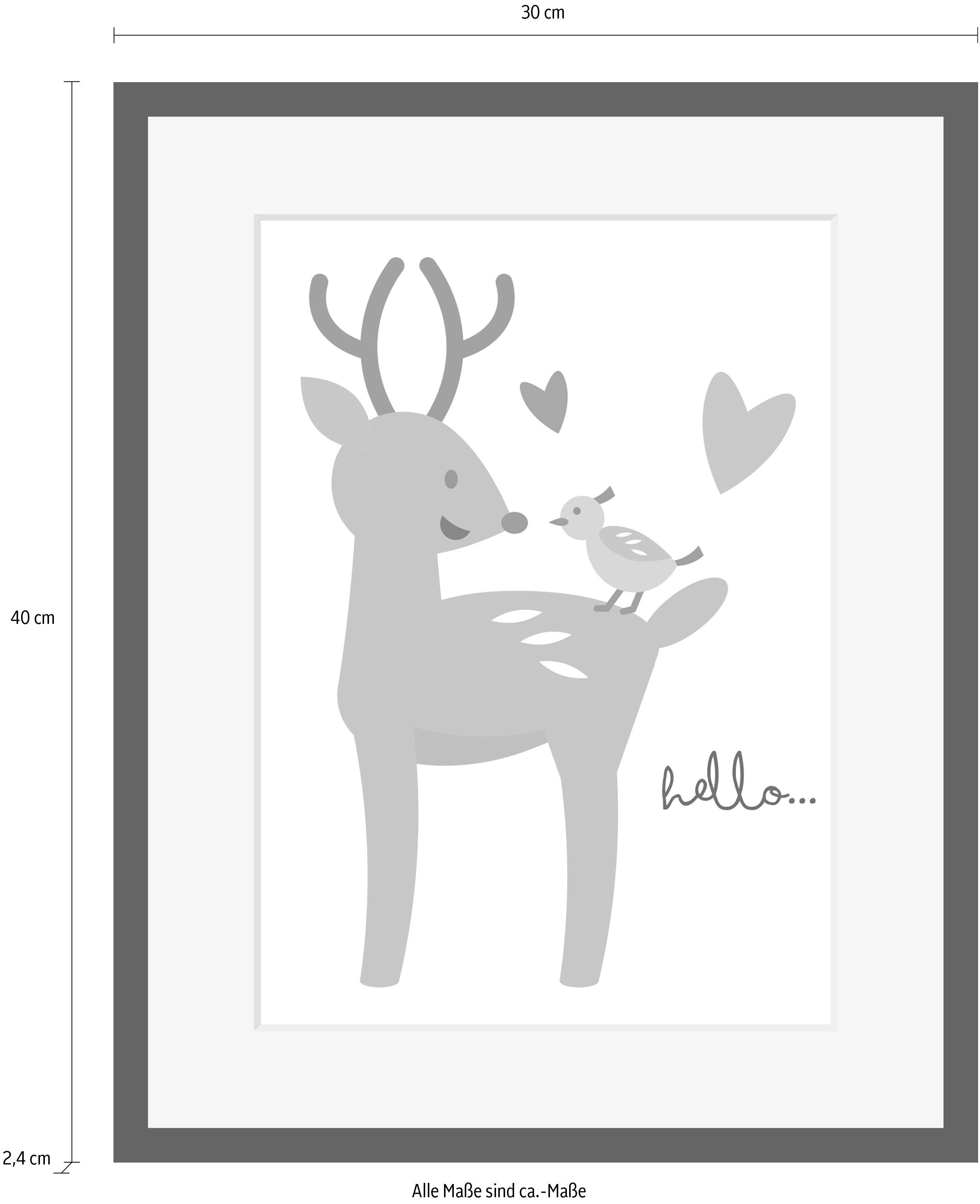 Home affaire Wanddecoratie Edelhert HD premium posterdruk incl. houten lijst