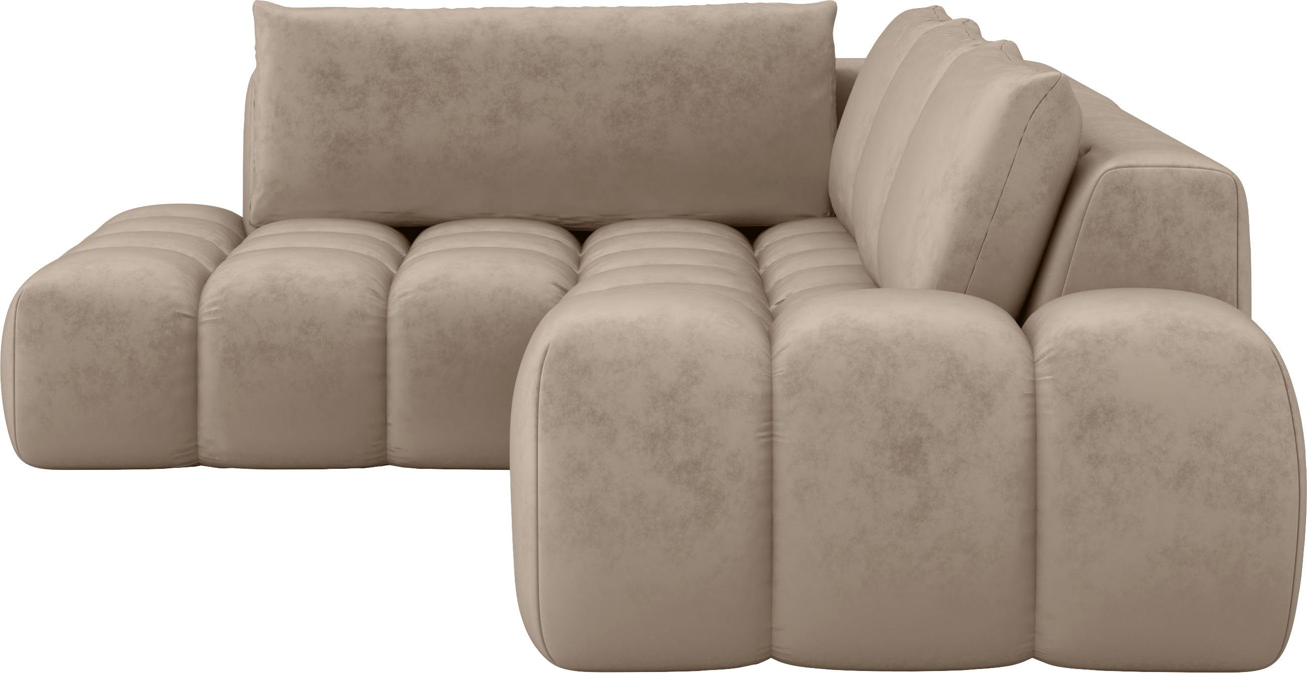 INOSIGN Hoekbank AZITA designsofa, elegant en comfortabel L-vorm, bubbel-look