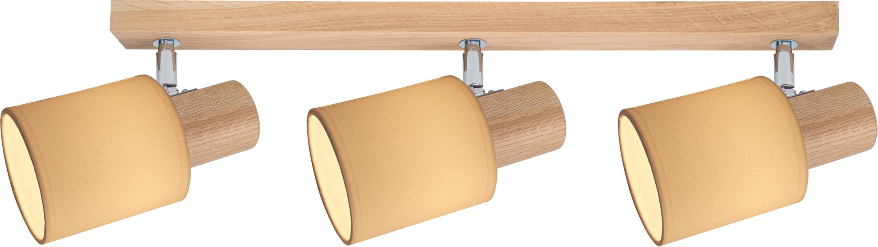 SPOT Light Plafondlamp TREEHOUSE Natuurproduct van eikenhout, met flexibele lampenkop, kap van stof (1 stuk)