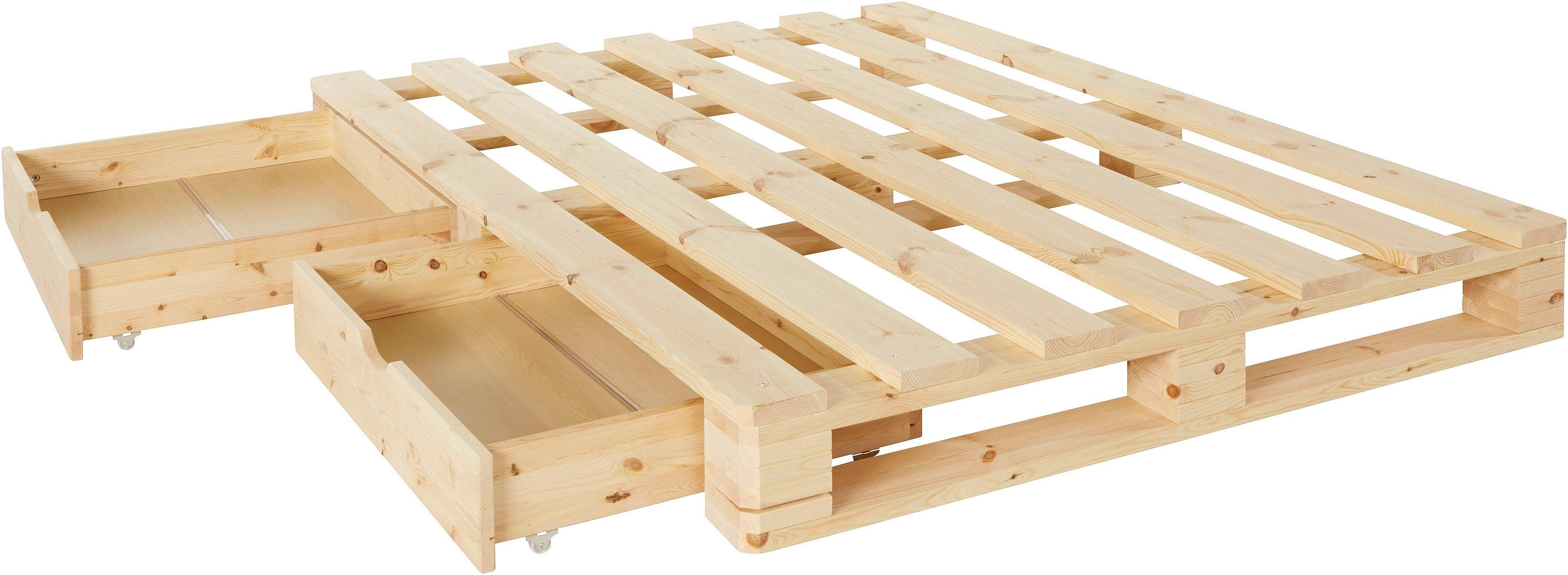 Home affaire Palletbed "ALASCO" BESTSELLER! Met lade gecertificeerd massief hout, uit te breiden tot tweepersoons- of familiebed