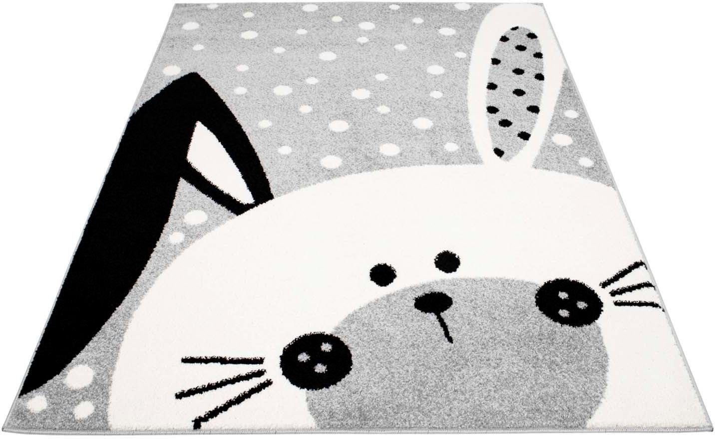 Carpet City Kindervloerkleed Bubble Kids 1316 Speelkleed, haas, zachte pool, gemakkelijk in onderhoud, kinderkamer speelkleden maat 160x225 cm grijs