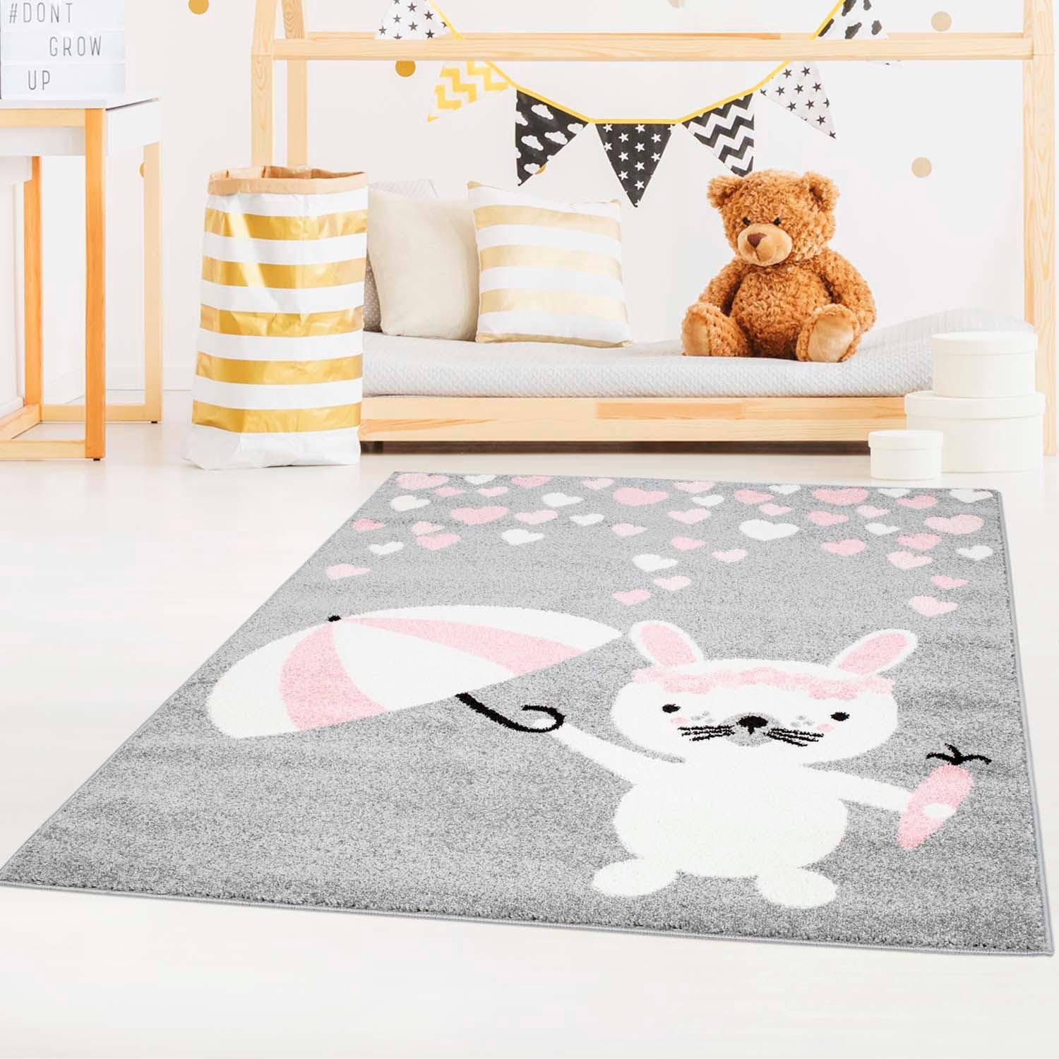 Carpet City Kindervloerkleed Bubble Kids 1318 Speelkleed, haas, harten, zachte pool, gemakkelijk in onderhoud, kinderkamer