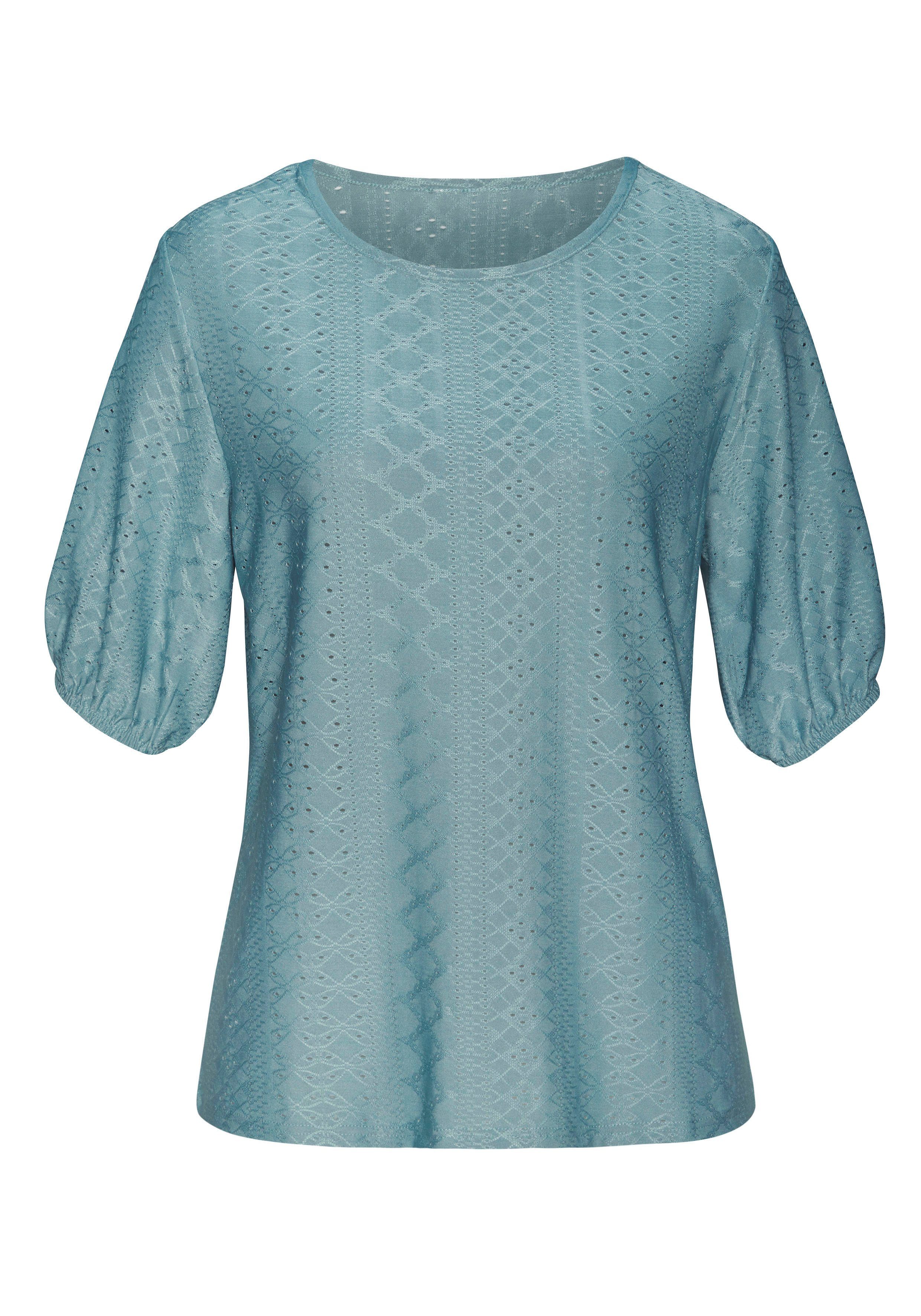 Vivance Shirt met korte mouwen Met broderie anglaise in een gemakkelijk te onderhouden kwaliteit (1-delig)