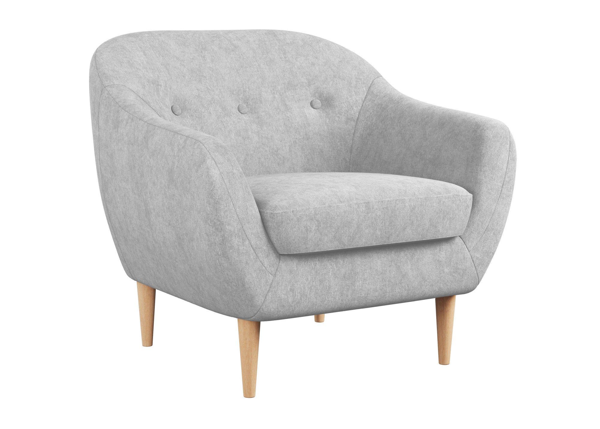 Home affaire Fauteuil Roni Zigzag vering voor een hoog zitcomfort, massief houten poten