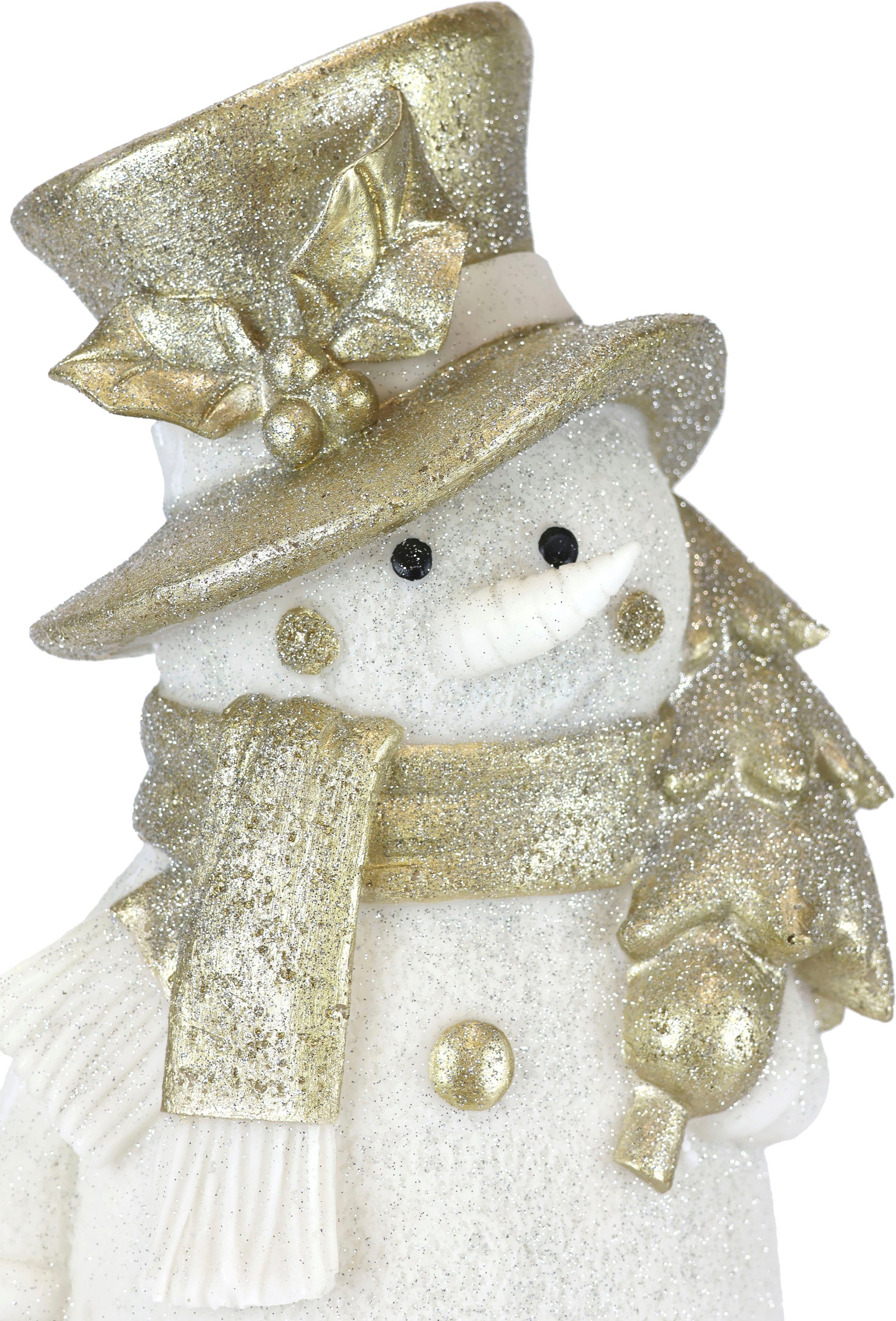 I.GE.A. Decoratief figuur Sneeuwpop Kerstdecoratie van polyresin, hoogte ca. 36 cm (1 stuk)