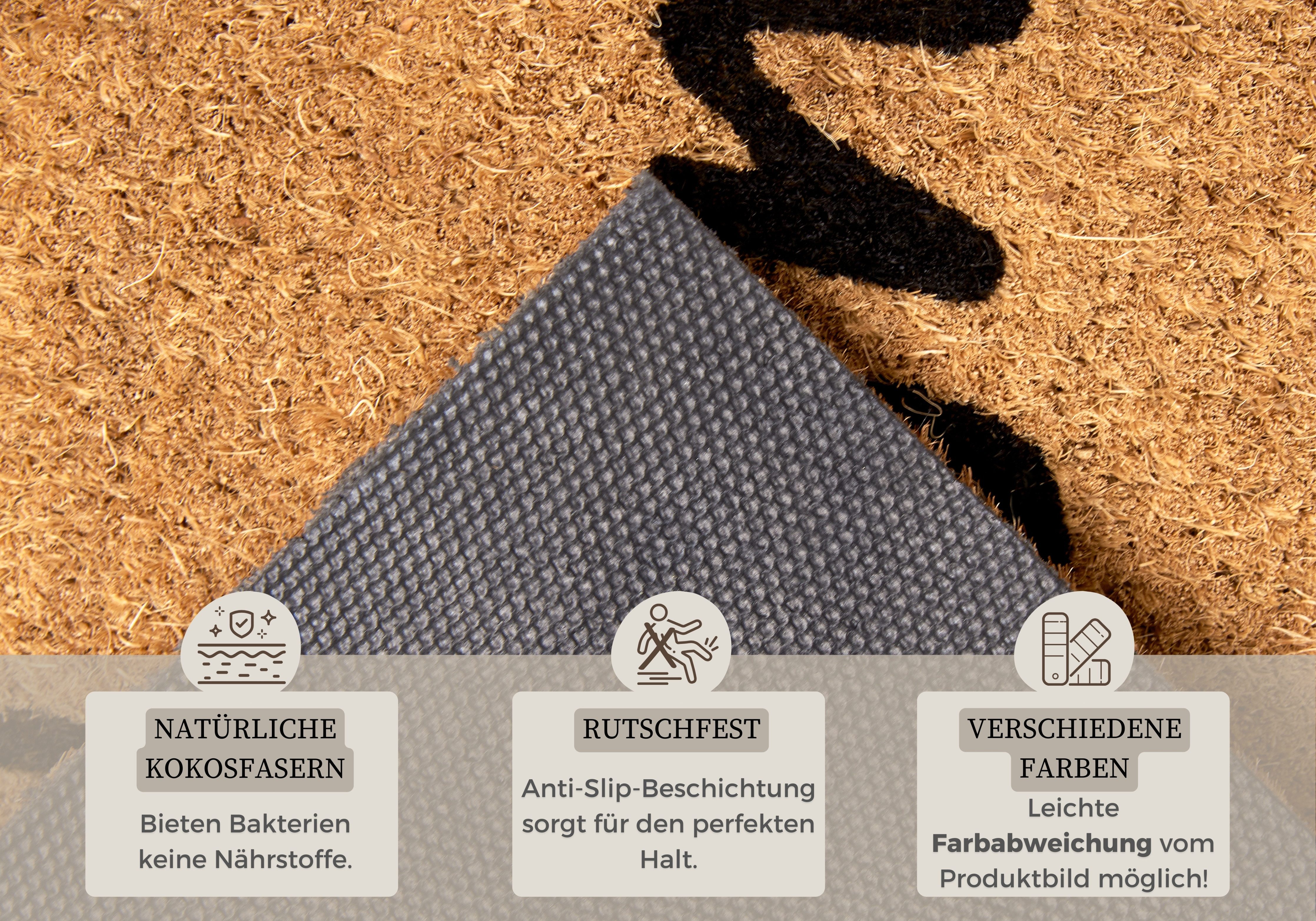 HANSE Home Mat Welkom, deurmat Kokos, vuilopvangmat, outdoor, antislip, binnen, kokosmat, gang