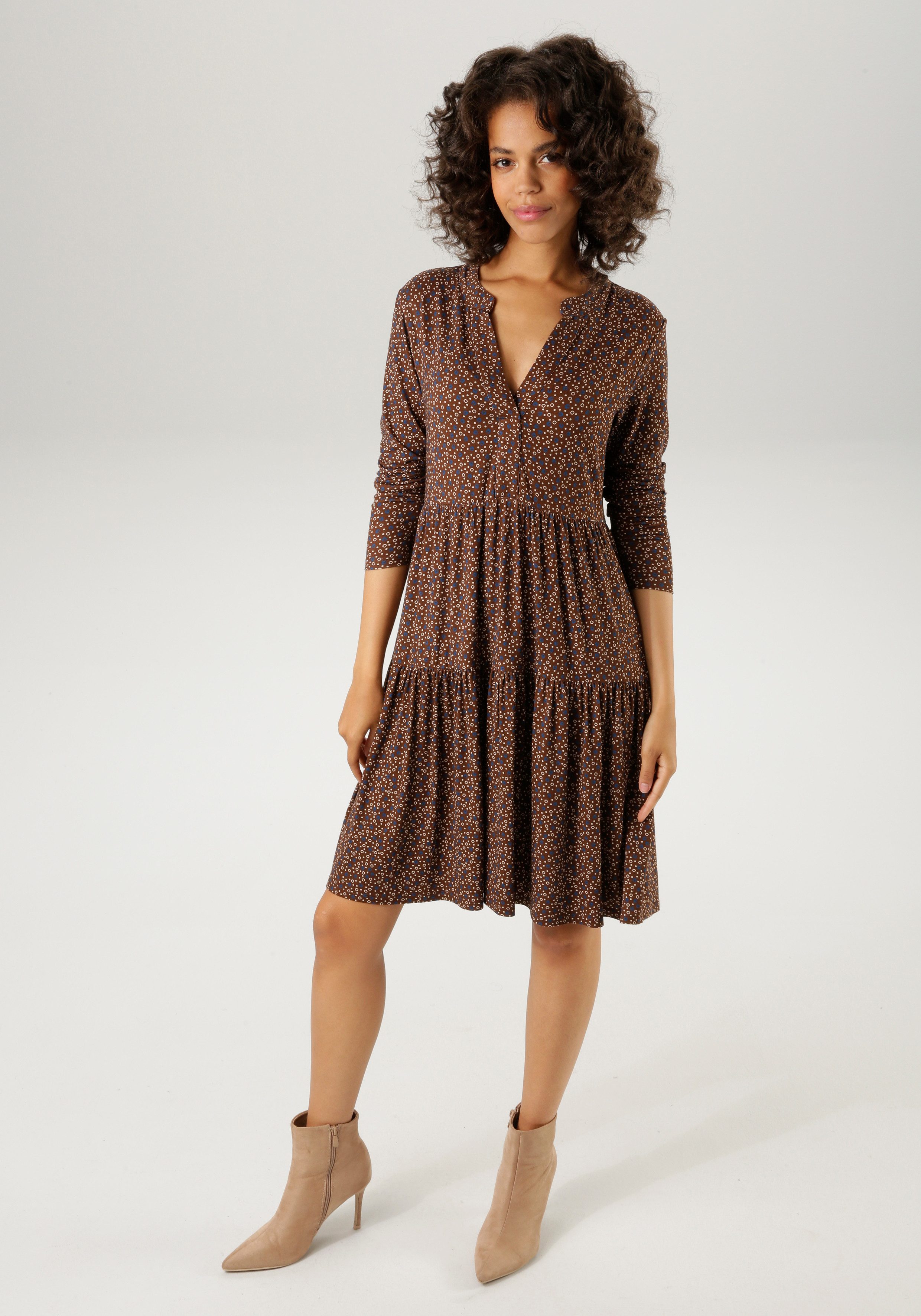 Aniston CASUAL Jerseyjurk met trendy gekleurde, grafische allover-print