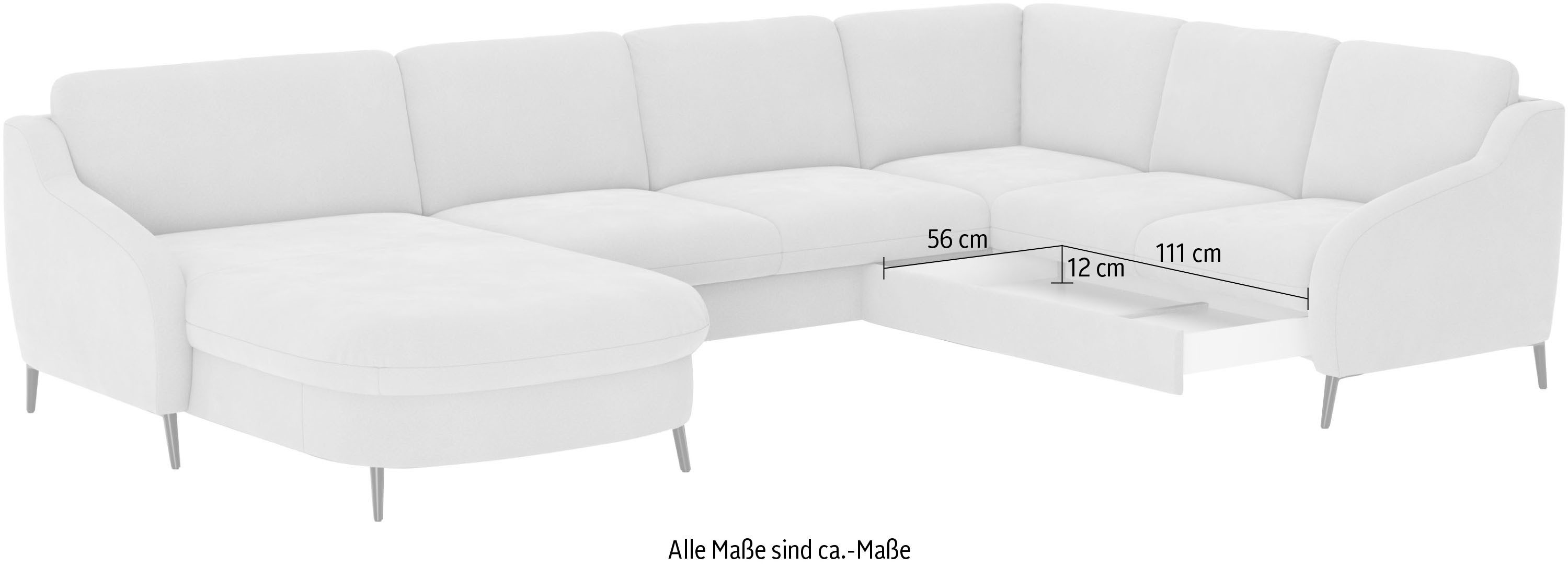 sit&more Zithoek Soul U-model optioneel met bedfunctie en bedlade of lade