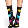 happy socks sokken cat met kleurrijke kattengezichten zwart