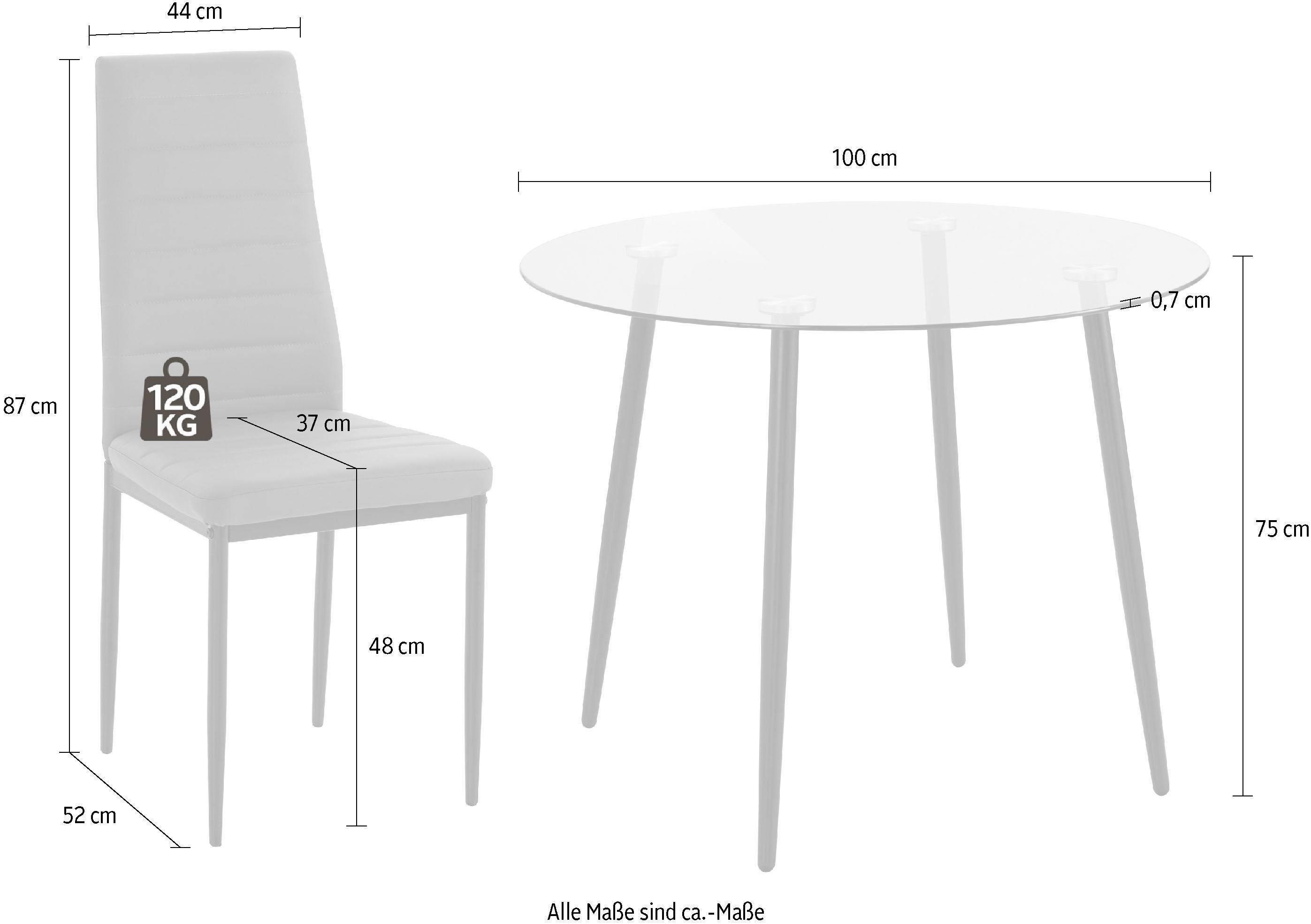 Eethoek, ronde tafel 4 stoelen