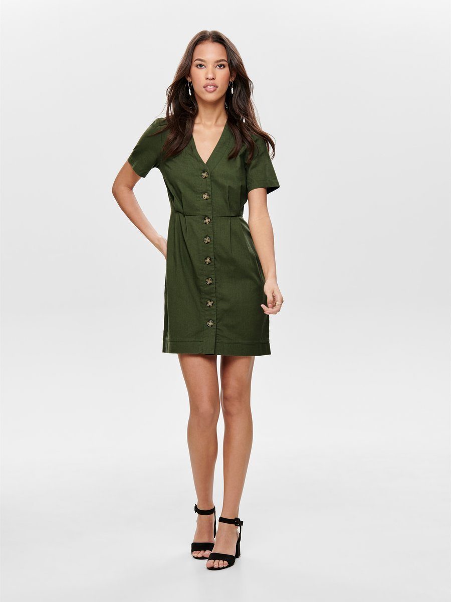 ONLY Knoopdetail jurk met korte mouwen groen