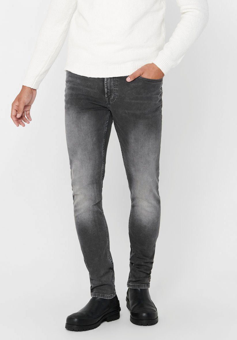 ONLY & SONS Slim fit jeans LOOM SLIM heren slim fit jeans maat 28 grijs