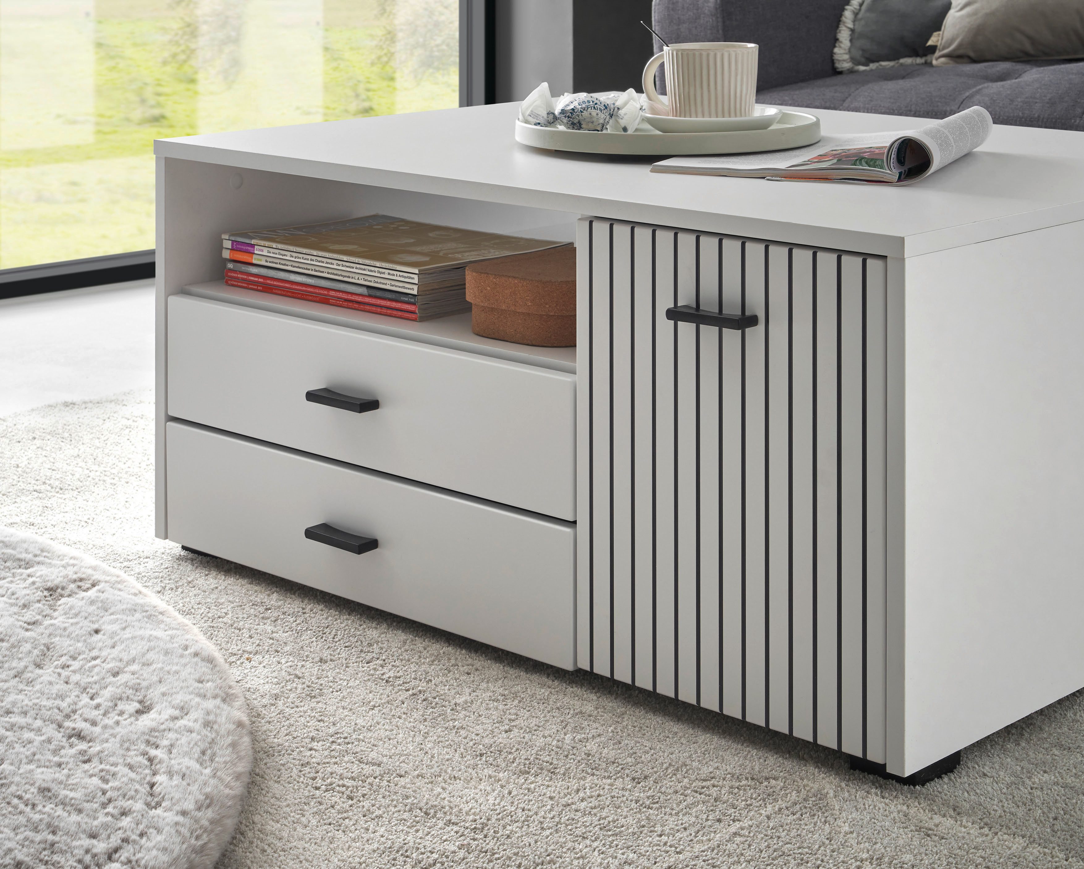 INOSIGN Salontafel Hudson in moderne trendkleur, handgrepen van metaal (zwart), breedte 90 cm