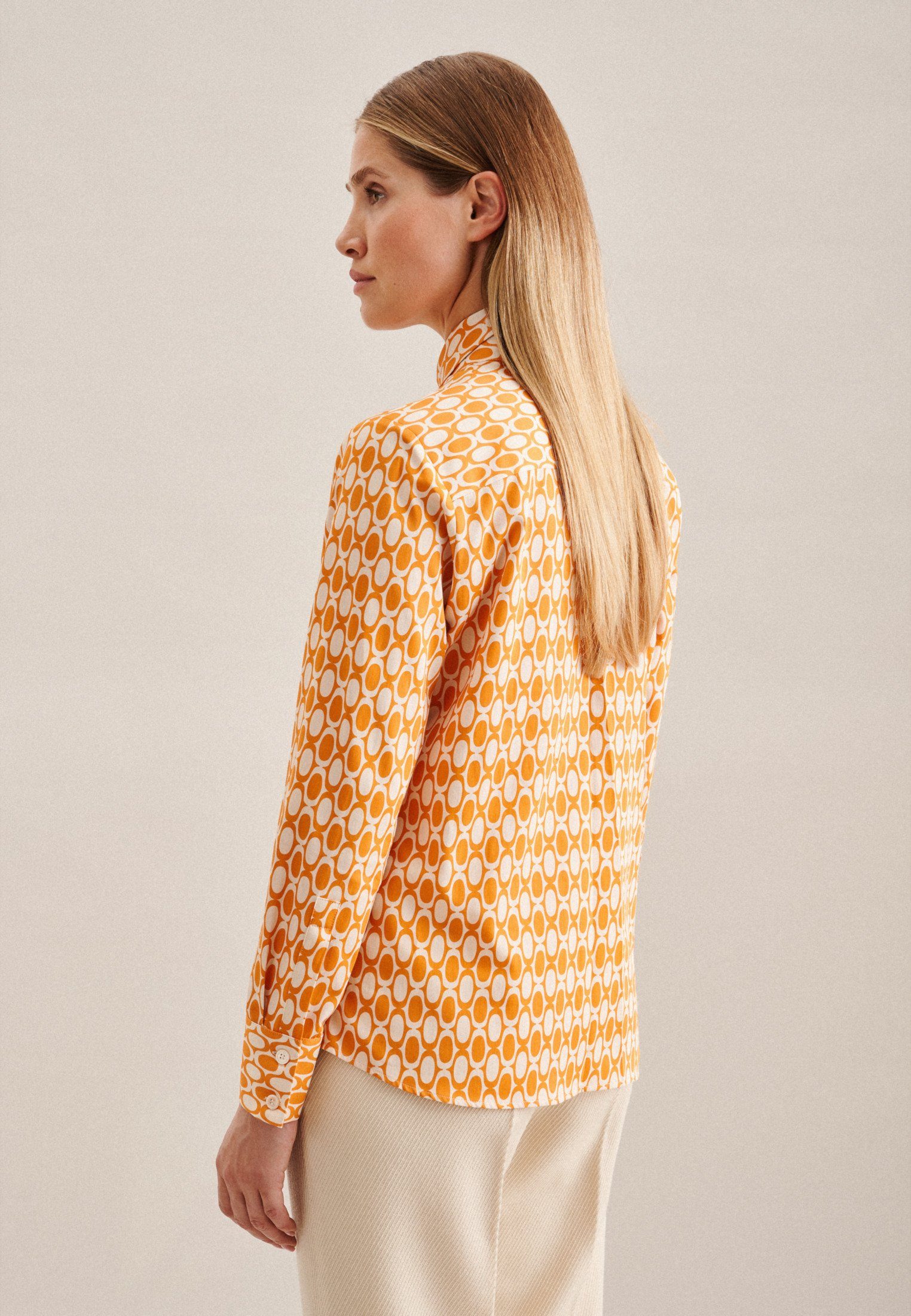 seidensticker Overhemdblouse Zwarte roos Lange mouwen kraag geometrische motieven